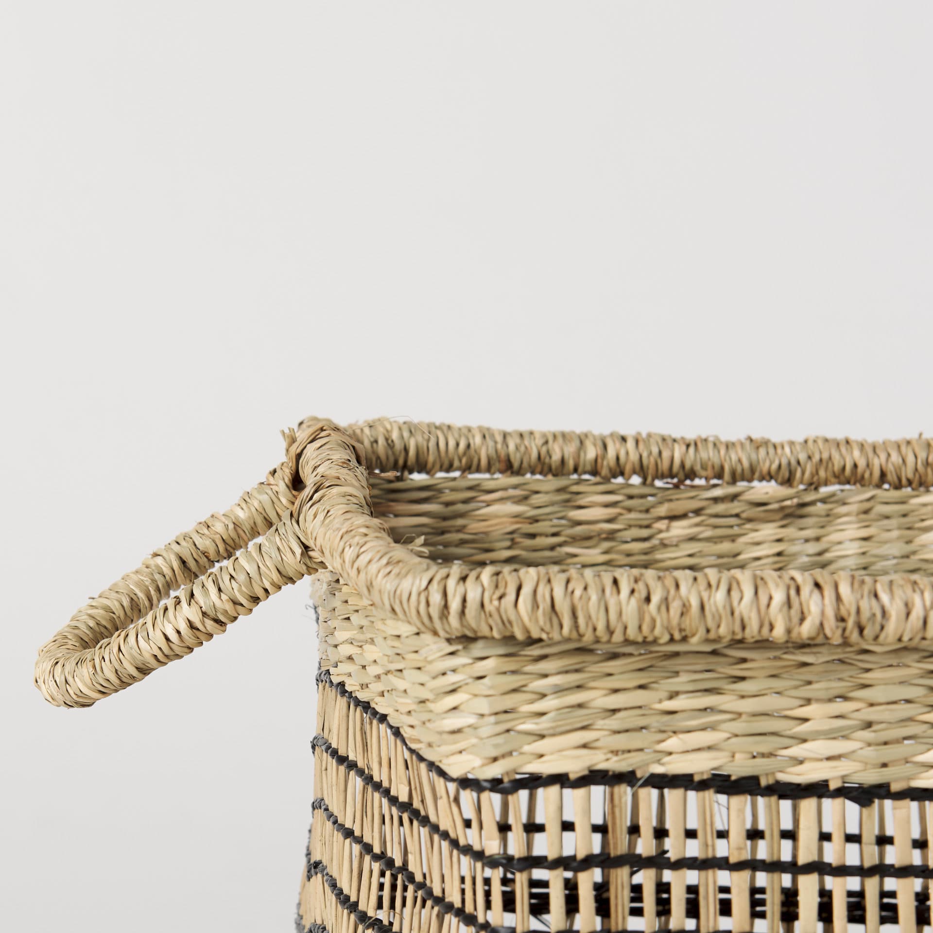 Nia (Set of 2) Light Brown Seagrass Rectangular Basket with Handles — product photograph