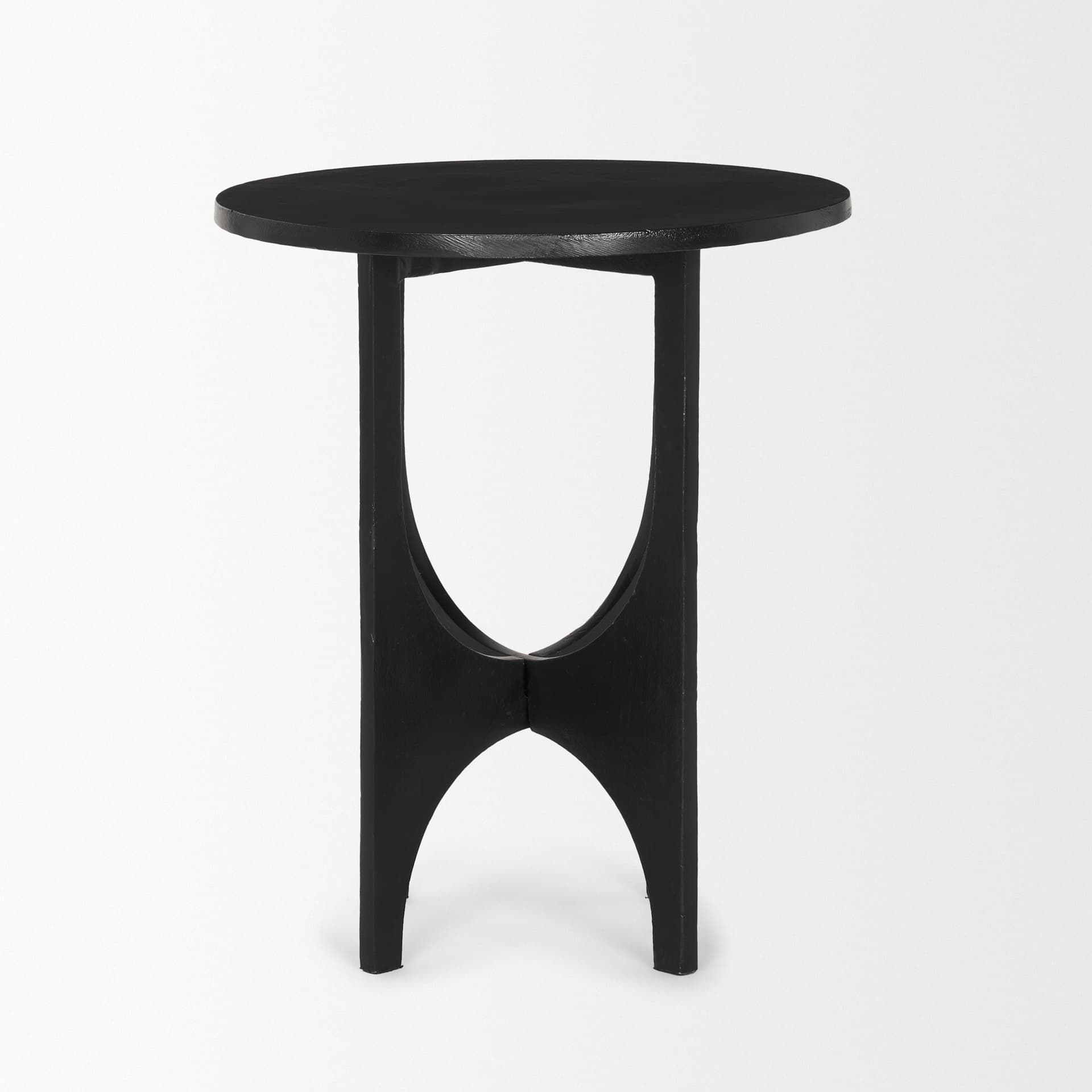 Sobi Textured Matte Black Round Metal Accent Table — product photograph