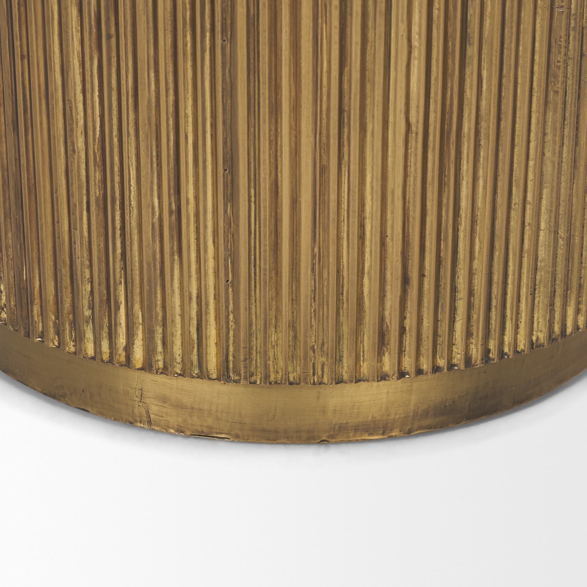 Satima White Marble w/ Gold Metal Round Fluted Accent Table — product photograph