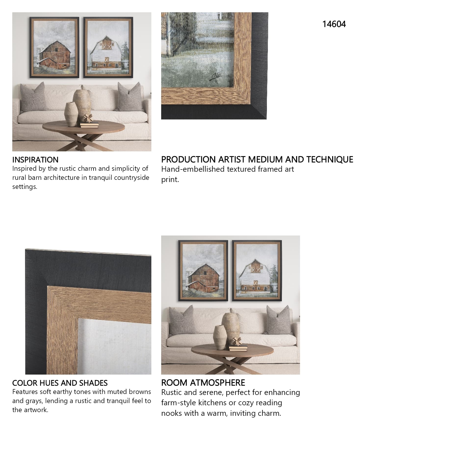Old Barn II by Mercana Studio a Hand Embellished Textured Framed Art Print — in a styled room