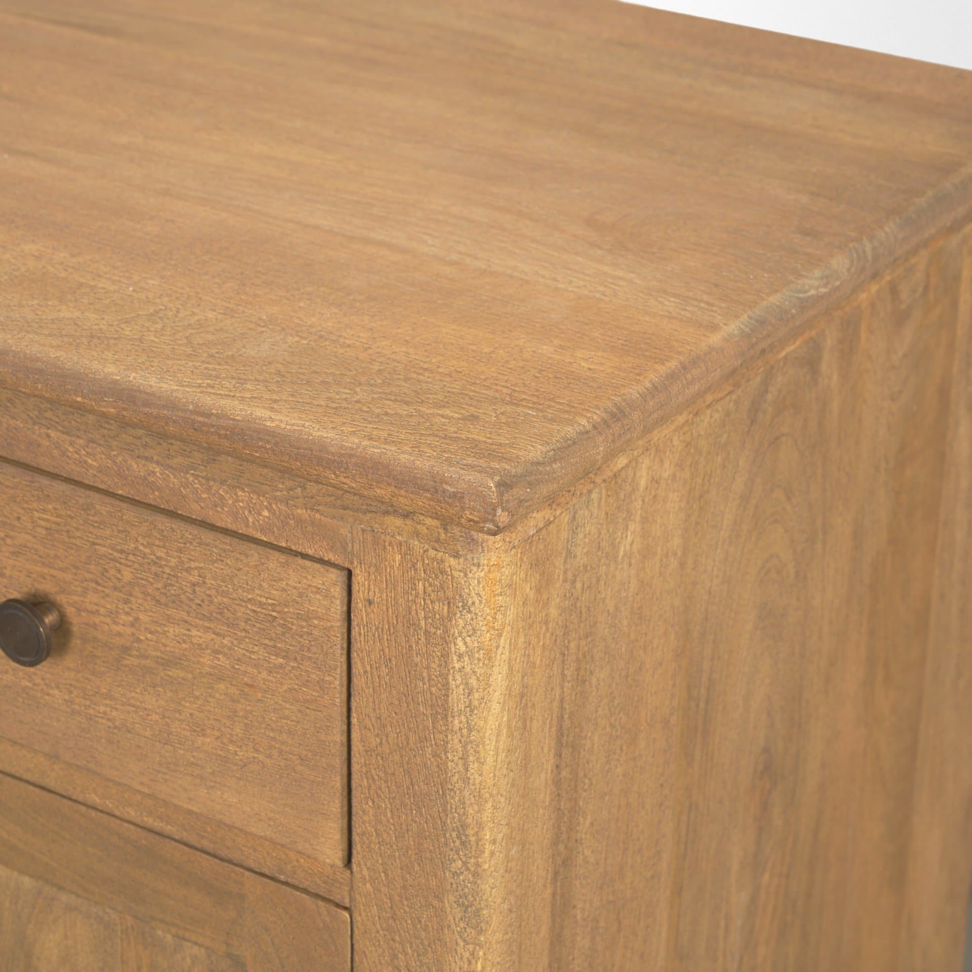 Baron Light Brown Solid Wood w/ Gunmetal Knobs 2-Door Accent Cabinet — product photograph
