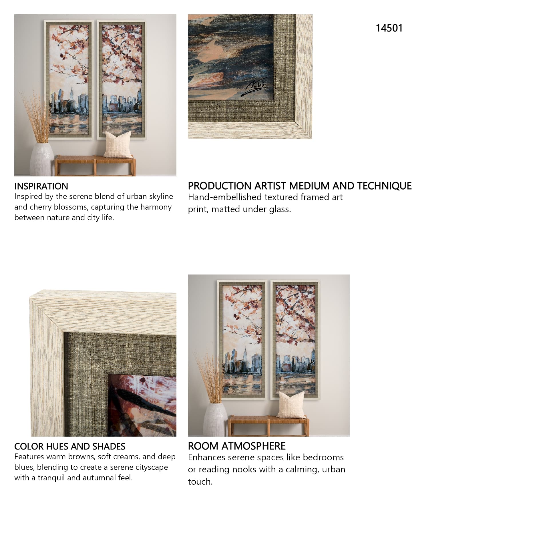 City Sunset by Mercana Studio a Hand Embellished Textured Framed Art Print Matted under Glass — in a styled room