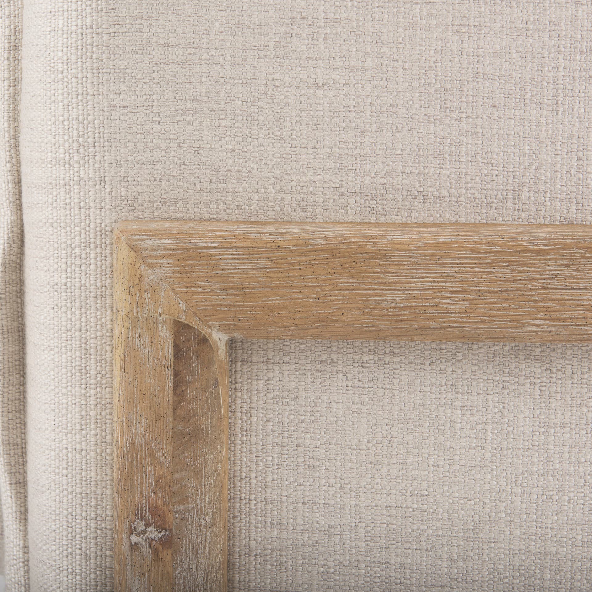 Roy II Beige Upholstered and Brown Wood Frame Arm Chair — product photograph