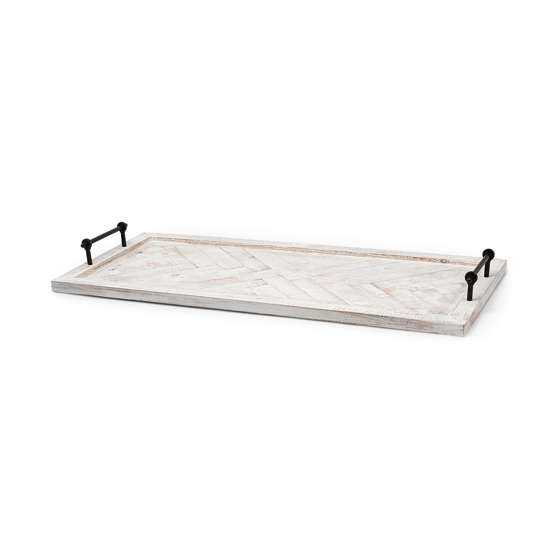 Alfred 35L x 16W Natural Wooden Herringbone Rectangular Tray — product photograph