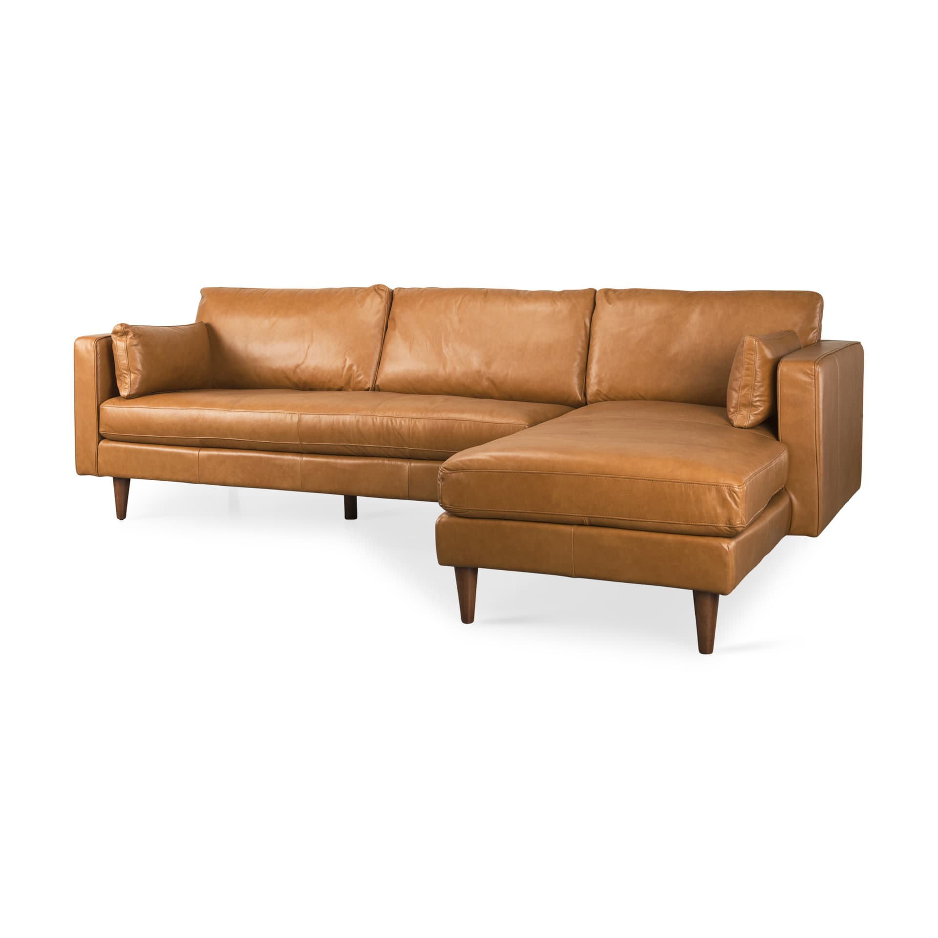 Elton 111.4L x 68.1W x 34.3H Tan Leather Right Chaise Sectional — product photograph