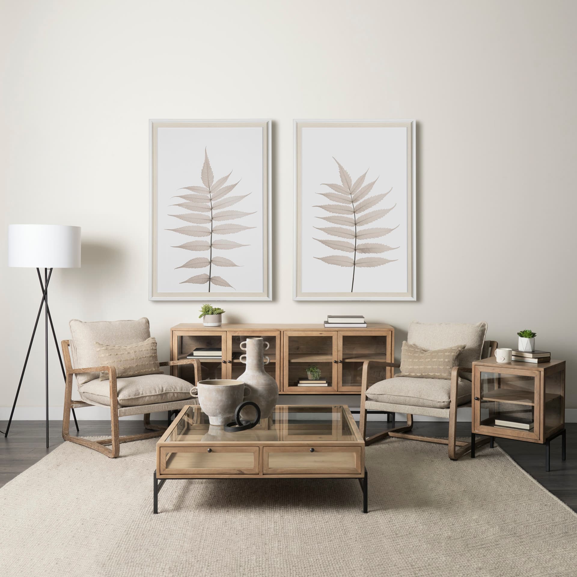 Limber Leaves by Assaf Frank a Framed Art Print Matted under Glass — in a styled room