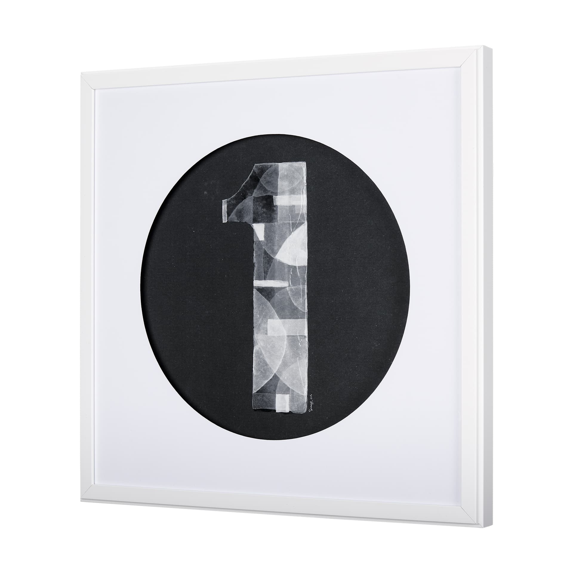 Numbers I by Mercana Studio a Hand Embellished Textured Framed Art Print Matted under Glass — product photograph