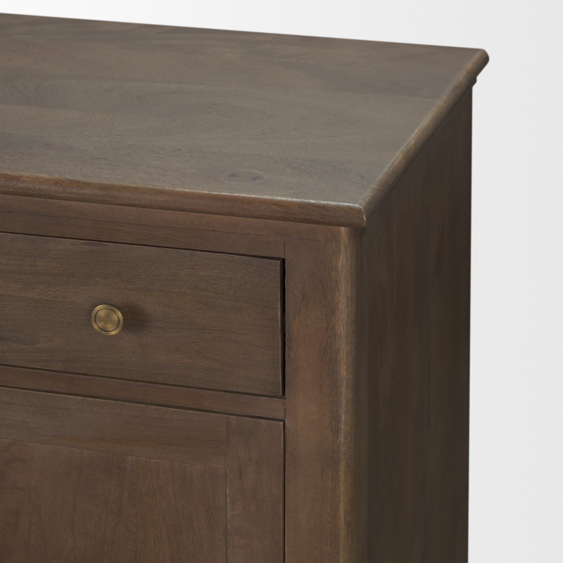 Baron Dark Brown Solid Wood w/ Antiqued Aged Brass Knobs 3-Drawer 6-Door Sideboard — product photograph