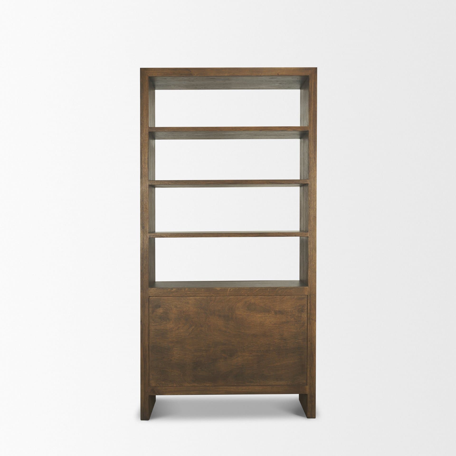 Belford 2-Door Open Dark Brown Oak Wood Shelving Unit — product photograph