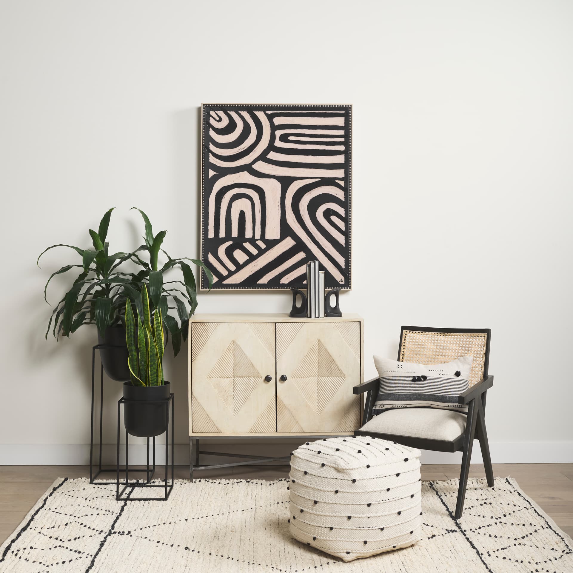 Clay Patern II by Mercana Studio a Hand Embellished Textured Framed Art Print — in a styled room