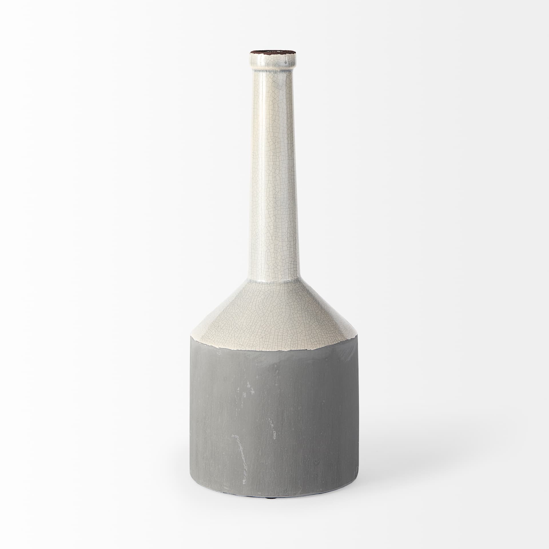 Burton 16.7H Large Two Tone Gray Ceramic Jug Vase — product photograph