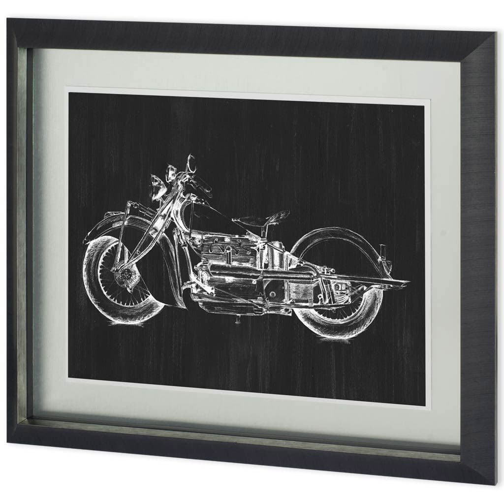 UA CH Motorcycle Graphic I by Megan Meagher Hand Embellished Framed Art Print Matted under Glass — product photograph