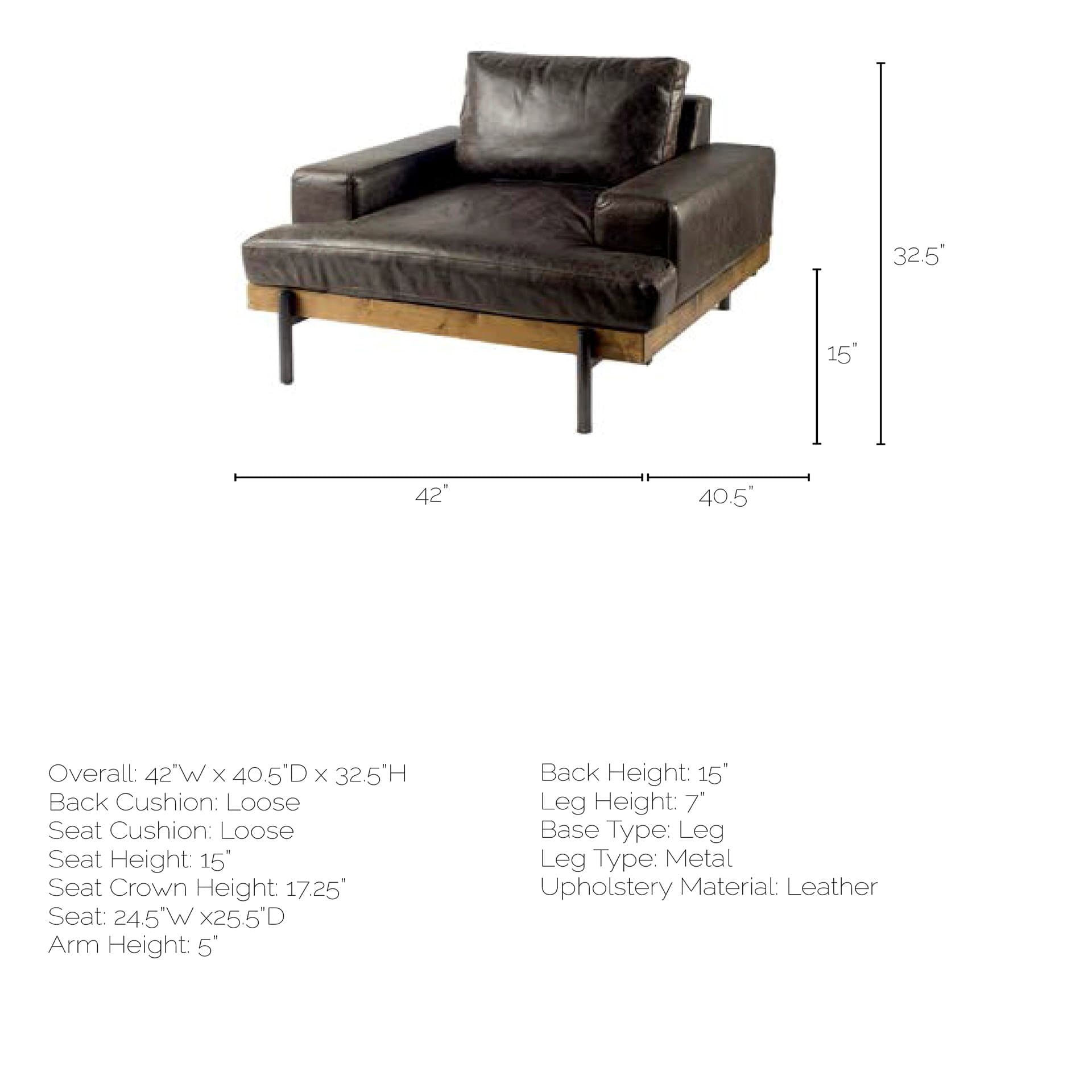Colburne I Brown Leather Body Wood/Iron Frame Club Chair — product photograph