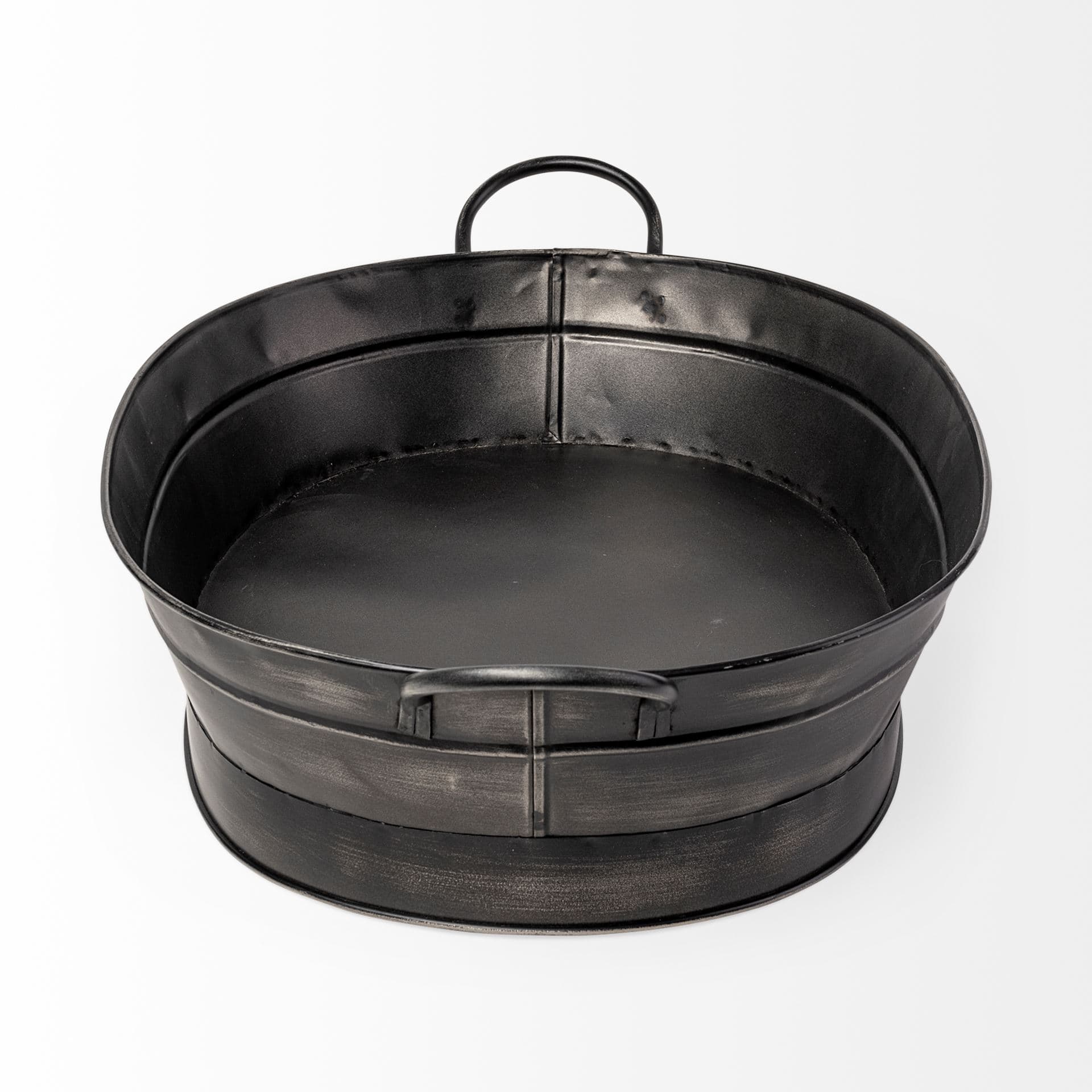 Reno 20L x 14W Black Metal Vintage Inspired Basket — product photograph