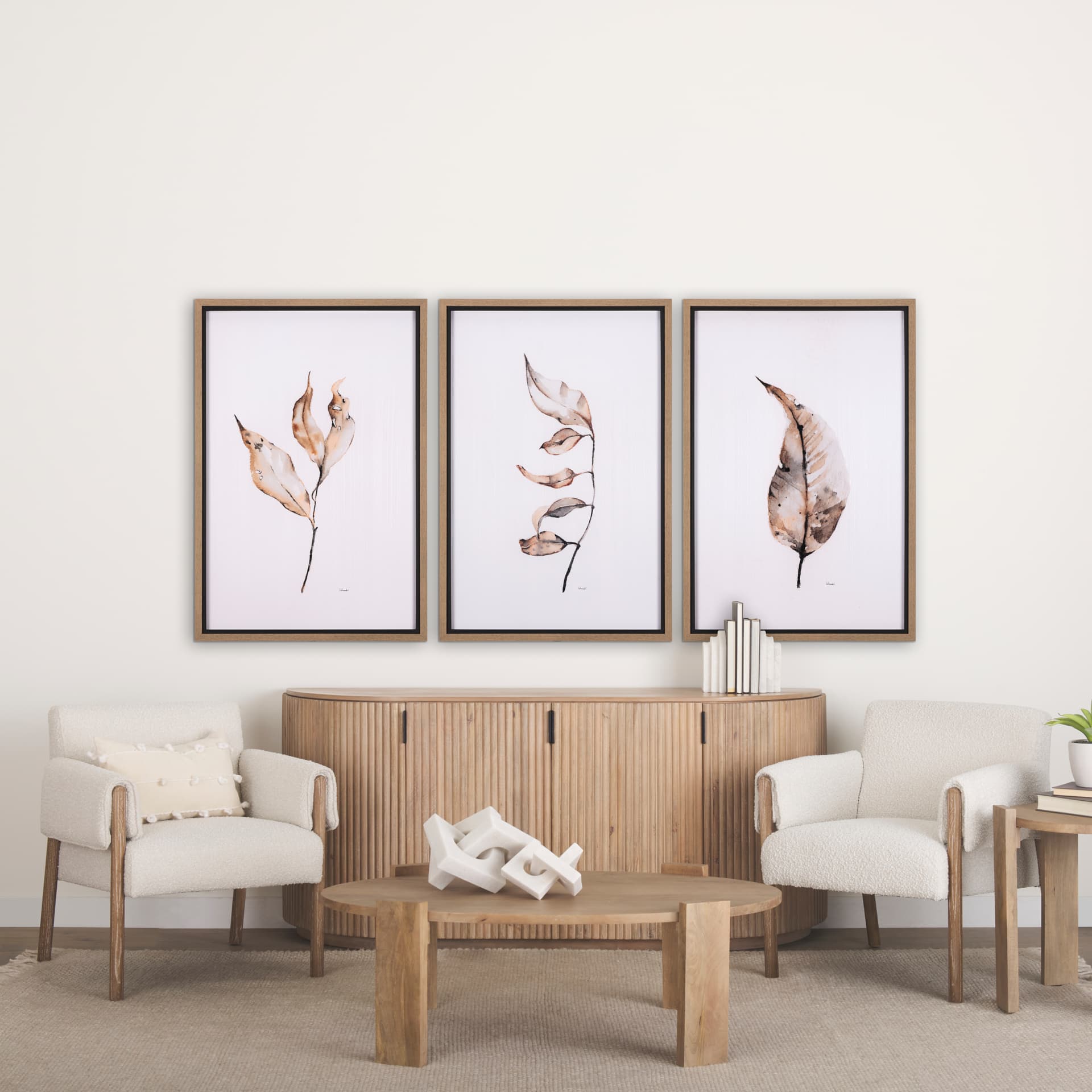 Autumn Message II by Mercana Studio a Hand Embellished Textured Framed Art Print — in a styled room