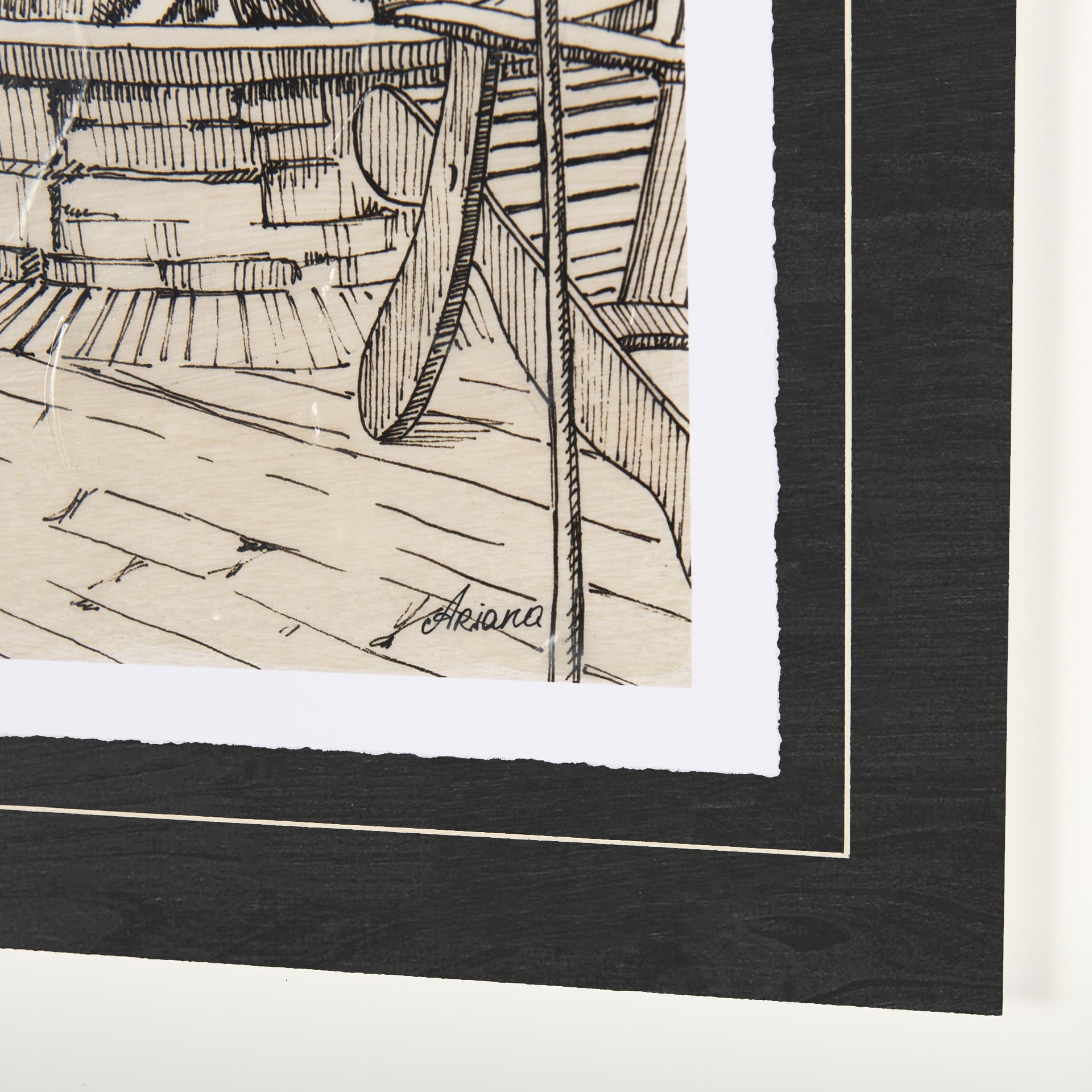 Fireside III by Mercana Studio a Hand Embellished Textured Framed Art Print Matted under Glass — product photograph
