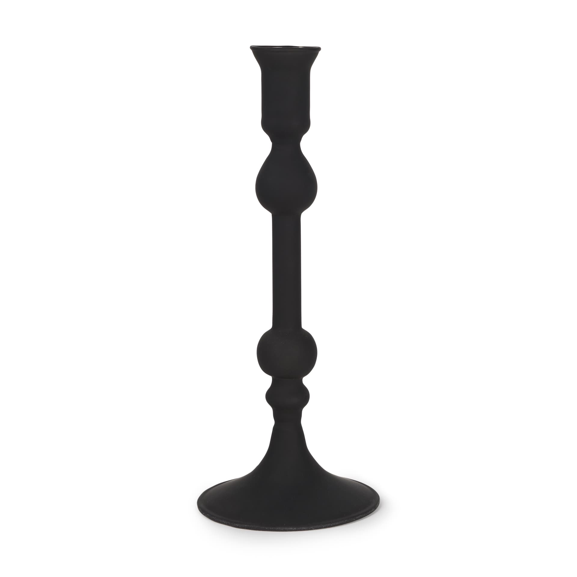 Haute Medium Matte Black Blown Glass Candlestick — product photograph