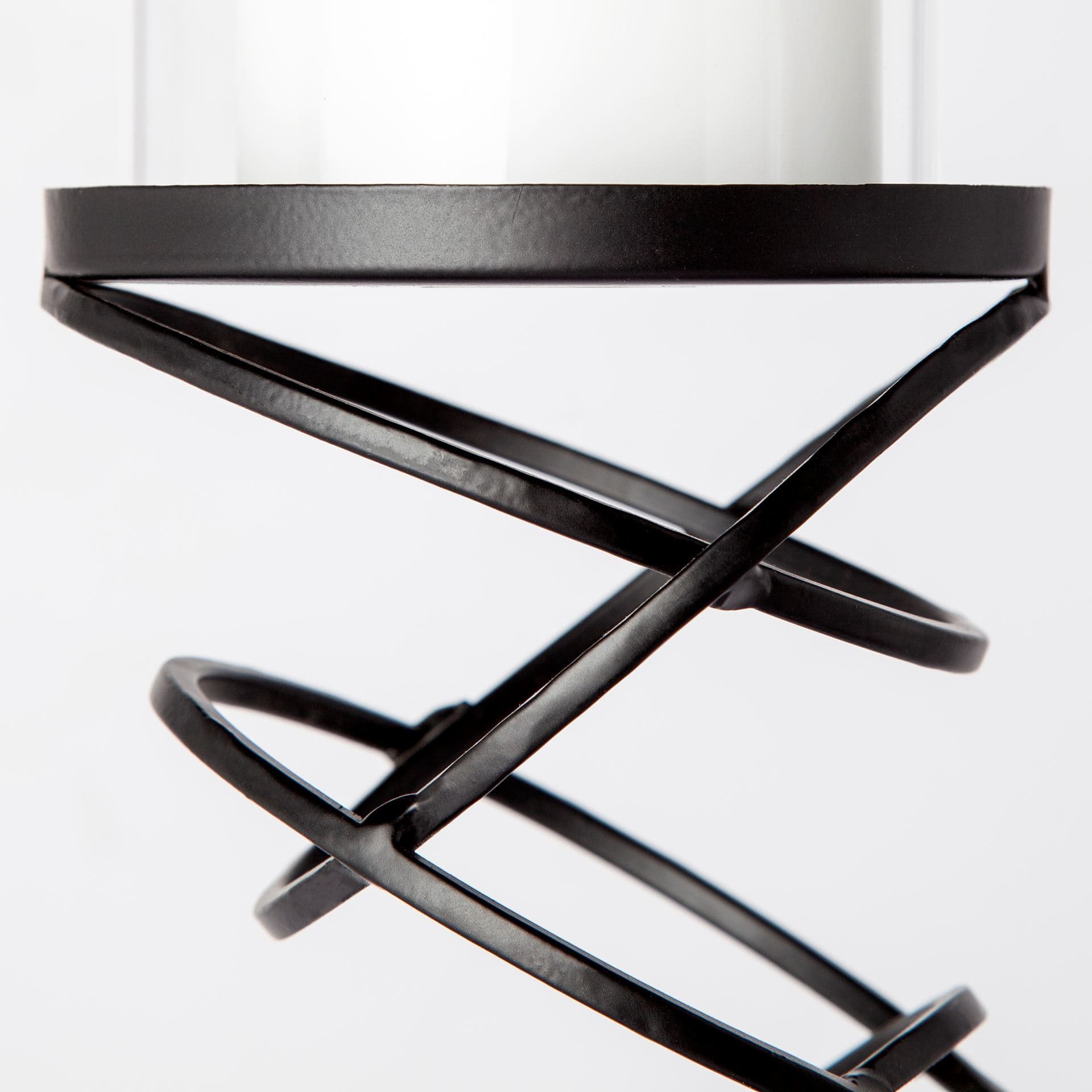 Omega II Medium Black Metal Stacked Ring Table Candle Holder — product photograph