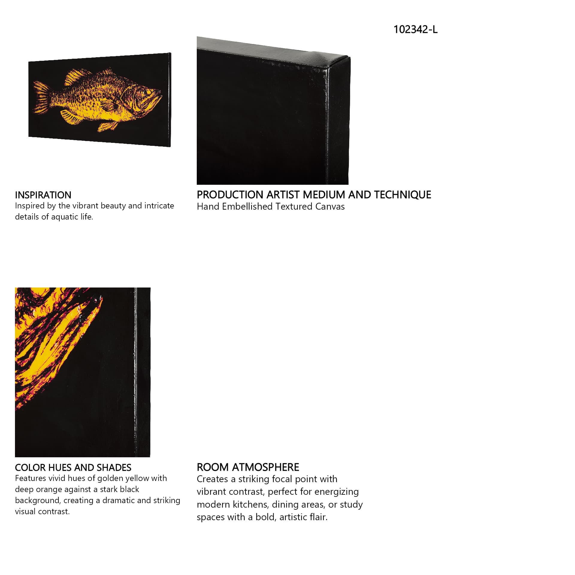 Largemouth Bass Orange by Mercana Studio a Hand Embellished Textured Canvas — in a styled room