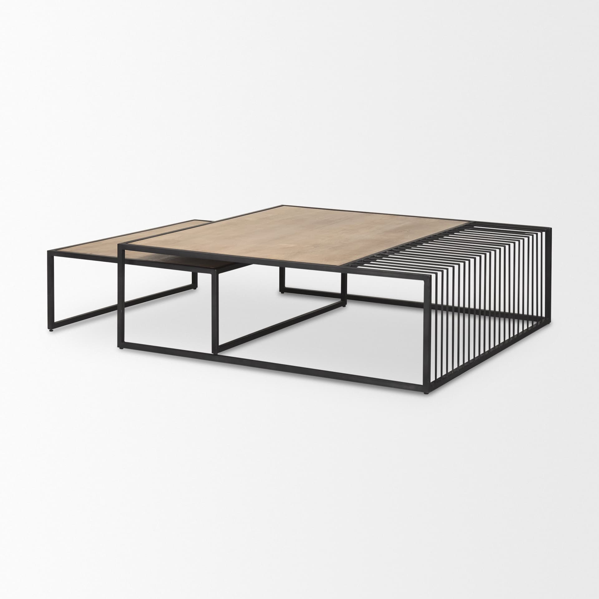 Miles Black Metal w/ Light Wood Nesting Coffee Table — product photograph