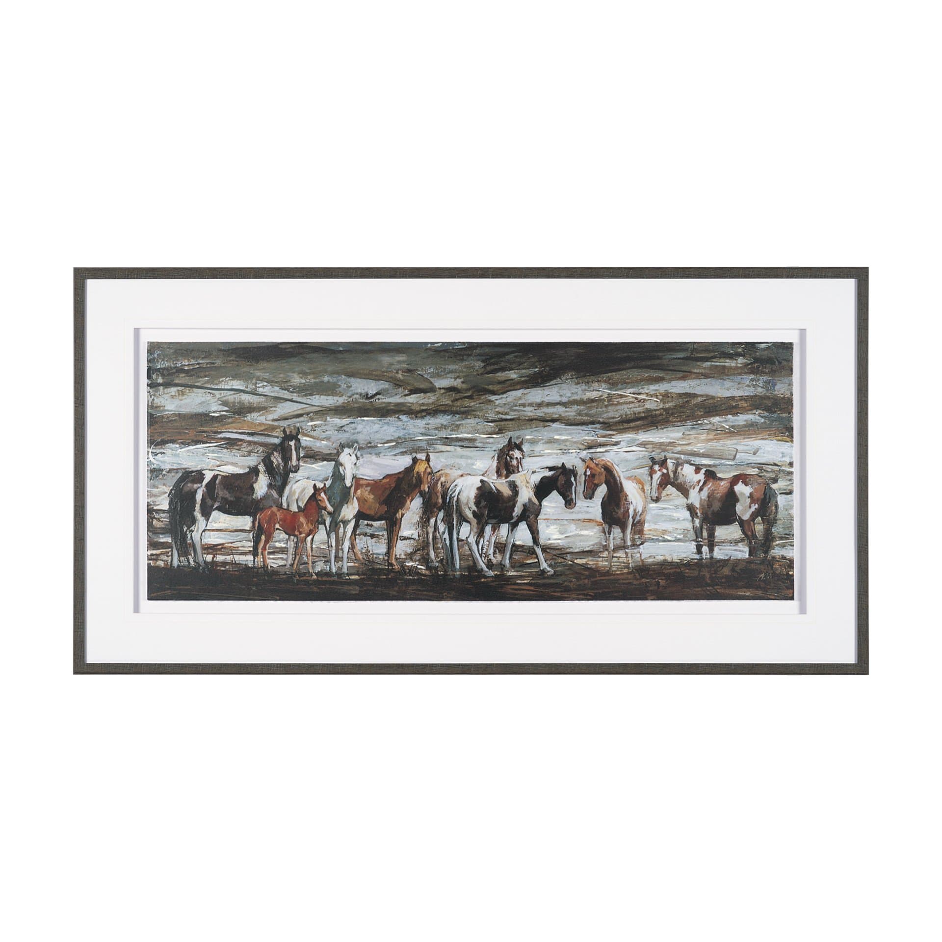 Equine Echoes III by Mercana Studio Hand Embelished Textured Framed Artwork Matted under Glass — product photograph