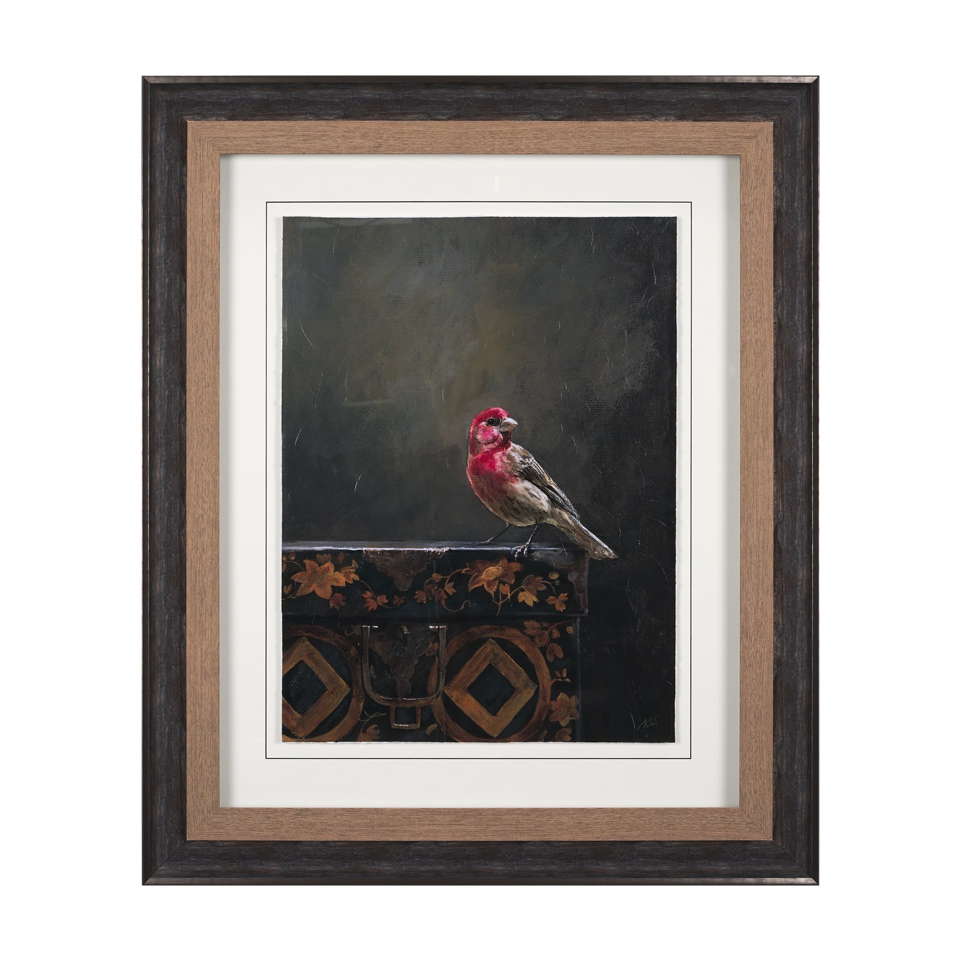 Graceful Poise I (House Finch) by Mercana Studio a Hand Embellished Framed Art Print Matted under Gl — product photograph