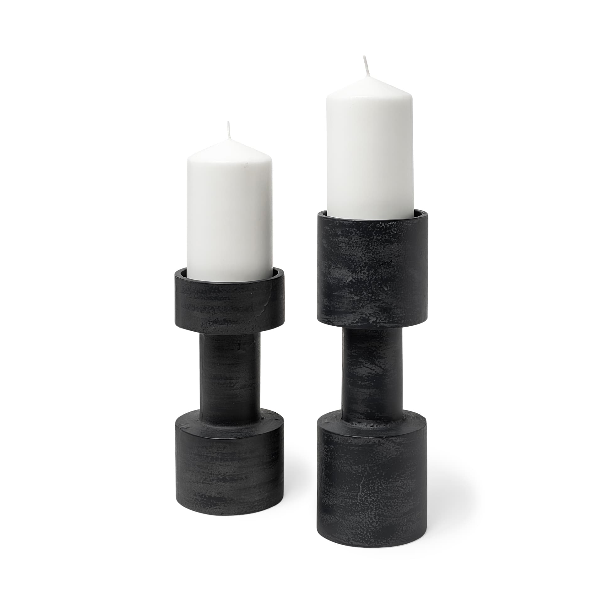 Bolton I 3.9L x 3.9W x 10.6H Black Metal Table Candle Holders — product photograph