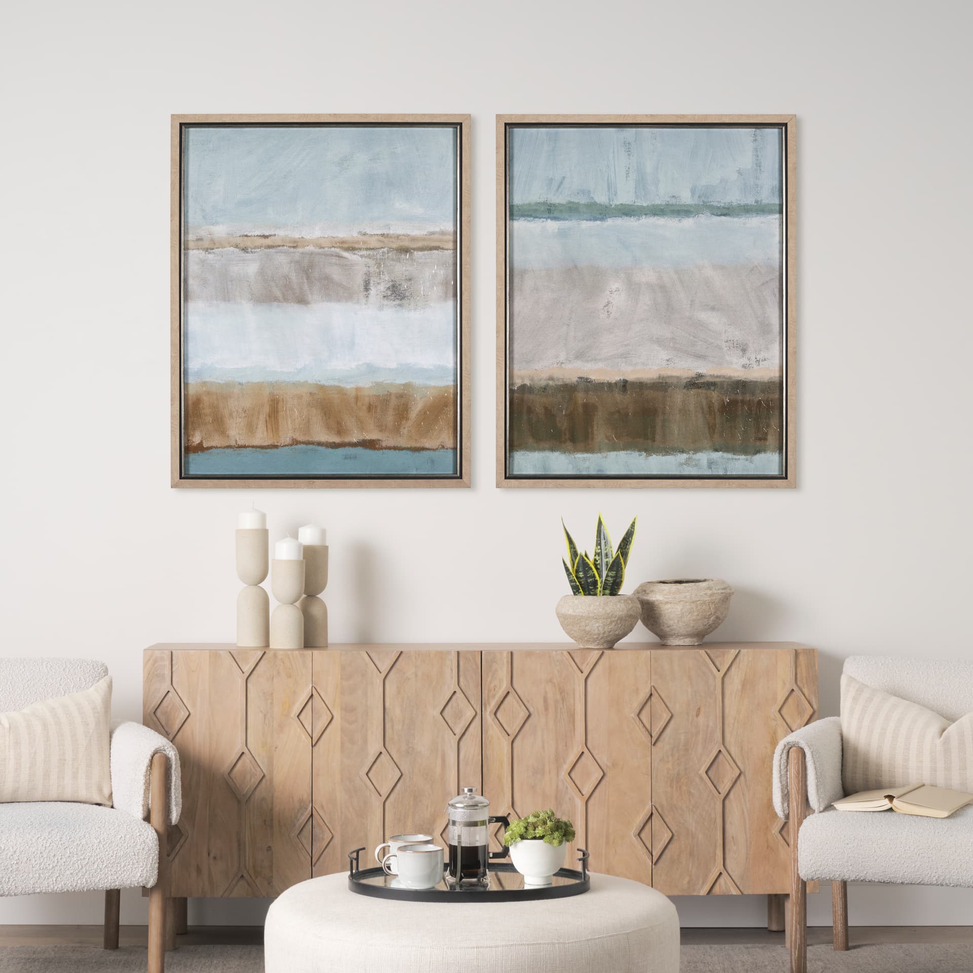 Quiet Echoes - Flow by Mercana Studio a Hand Embellished Textured Framed Art Print — in a styled room
