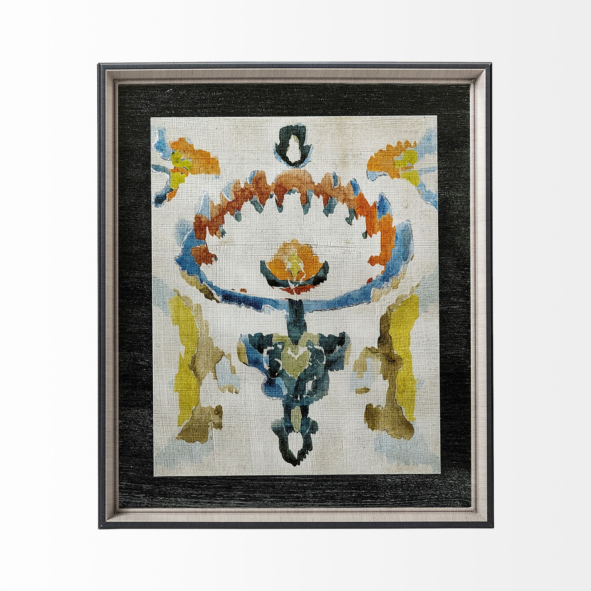 Bohemian Ikat VI by Chariklia Zarris a Hand Embellished Textured Framed Art Print Matted under Glass — product photograph