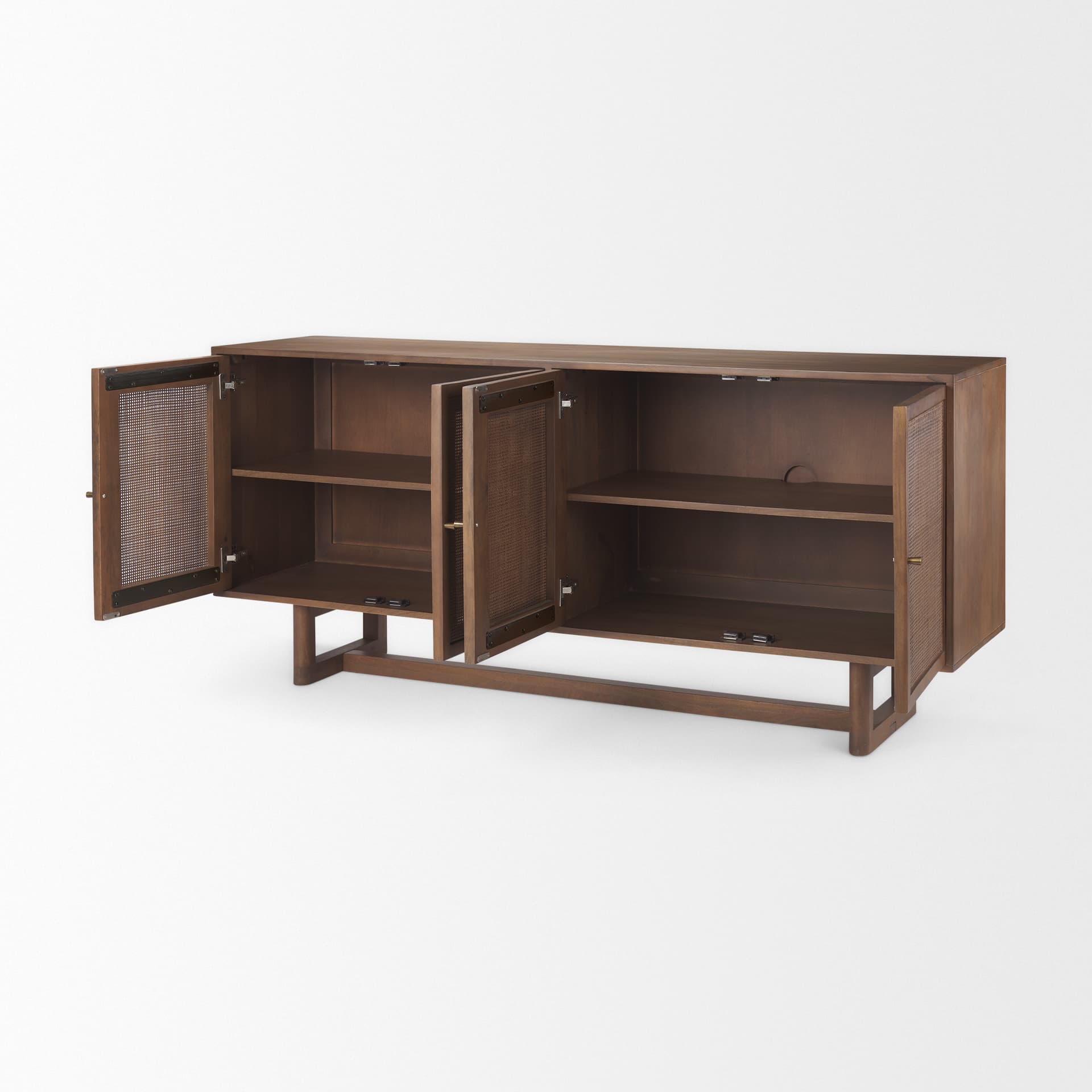 Grier Medium Brown Solid Wood W/Cane Sideboard — product photograph