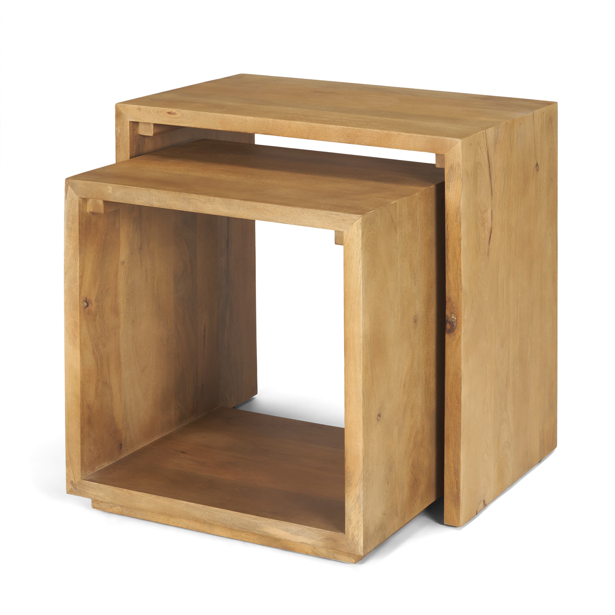 Alanna 22.0L x 15.0W x 22.0H Set of 2 Brown Wood Nesting Accent Tables — product photograph