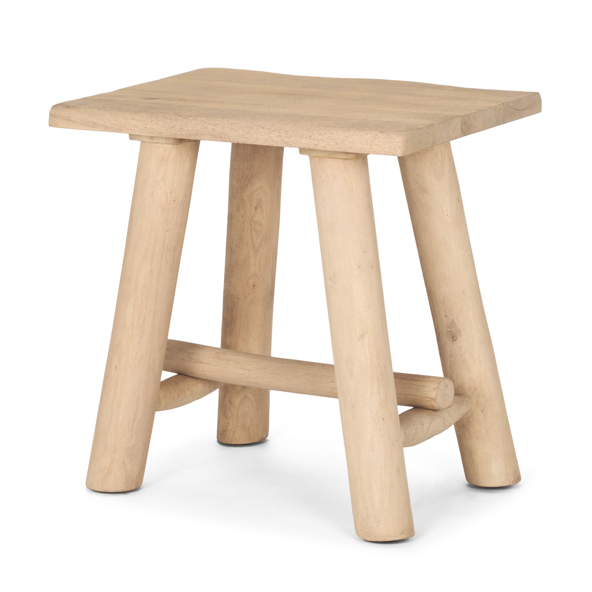 Sekou Light Brown Short Wooden Craftsman Stool — product photograph