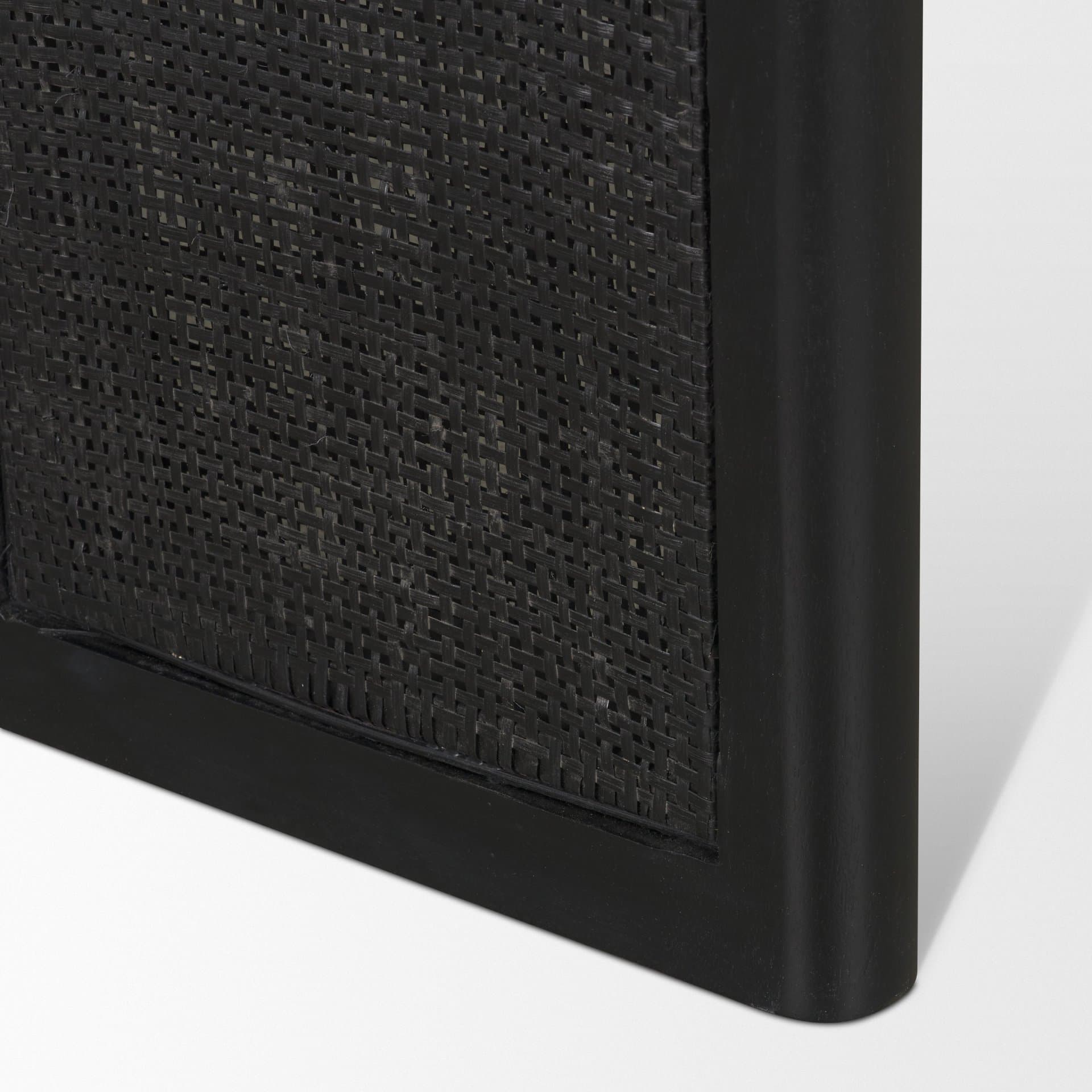 Grier 84"L x 38"W Dining Table | Modern | Black Wood & Black Wood/Cane | Seats 8 — product photograph