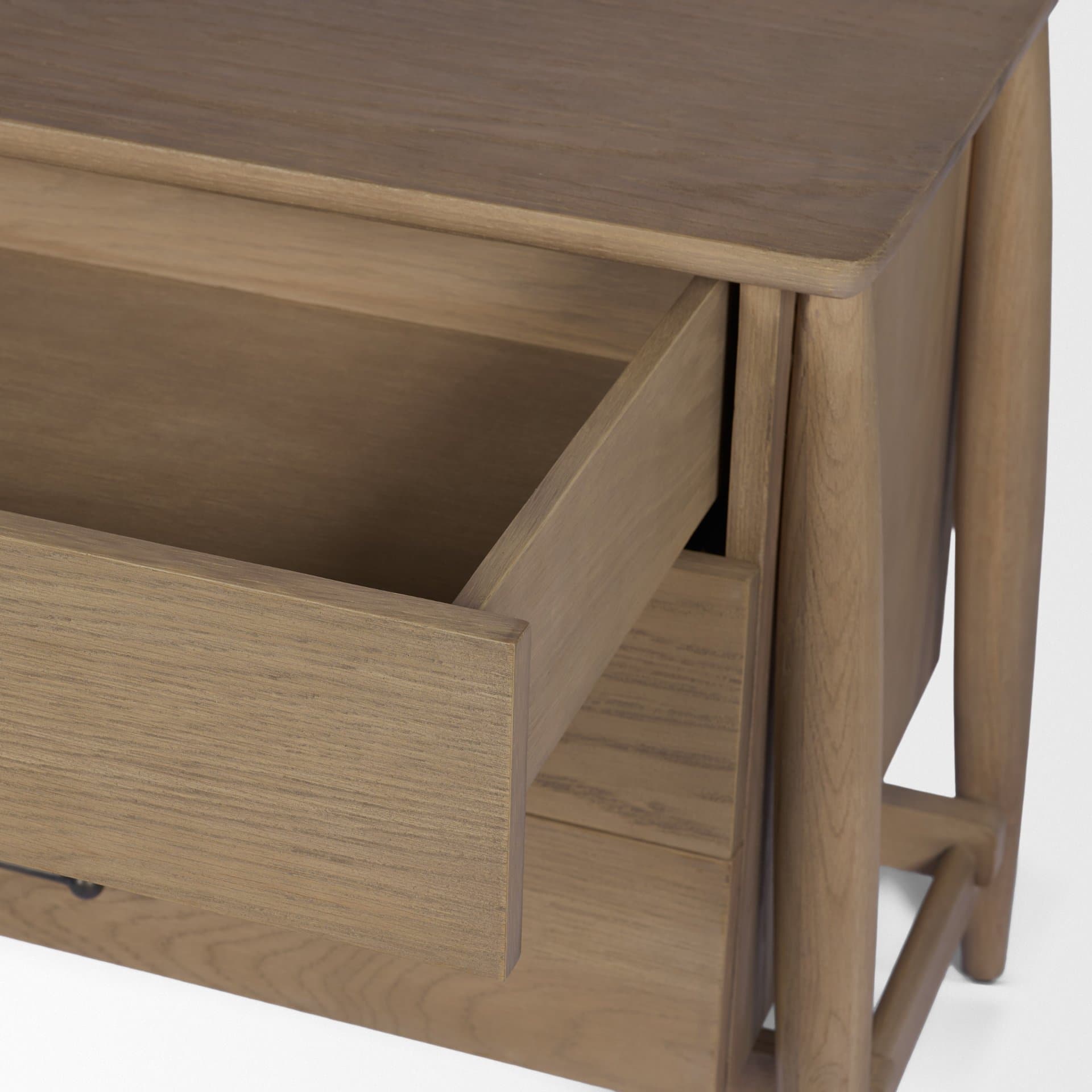 Hollis Gray-Brown Wood 3-Drawer Closed Nightstand — product photograph