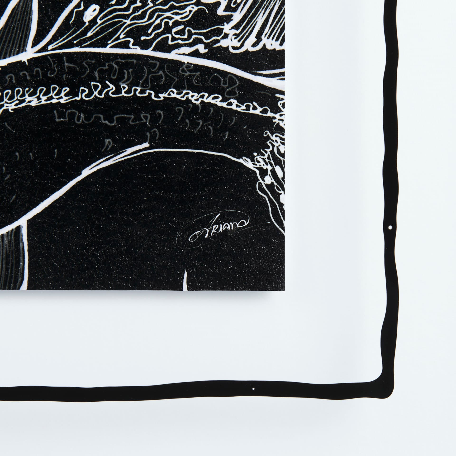 Fish Black by Mercana Studio a Hand Embellished Textured Framed Art Print Matted under Glass — product photograph