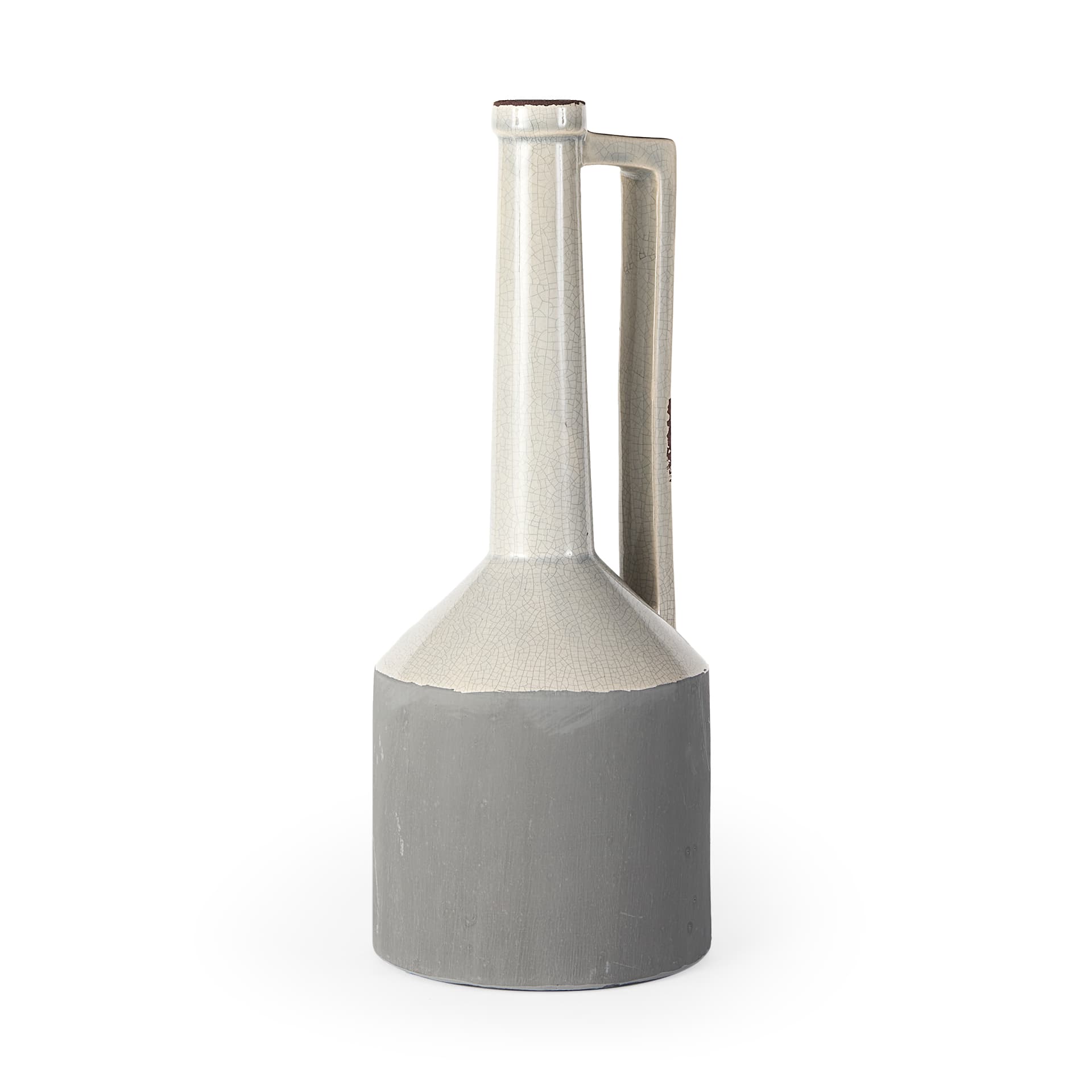 Burton 16.7H Large Two Tone Gray Ceramic Jug Vase — product photograph