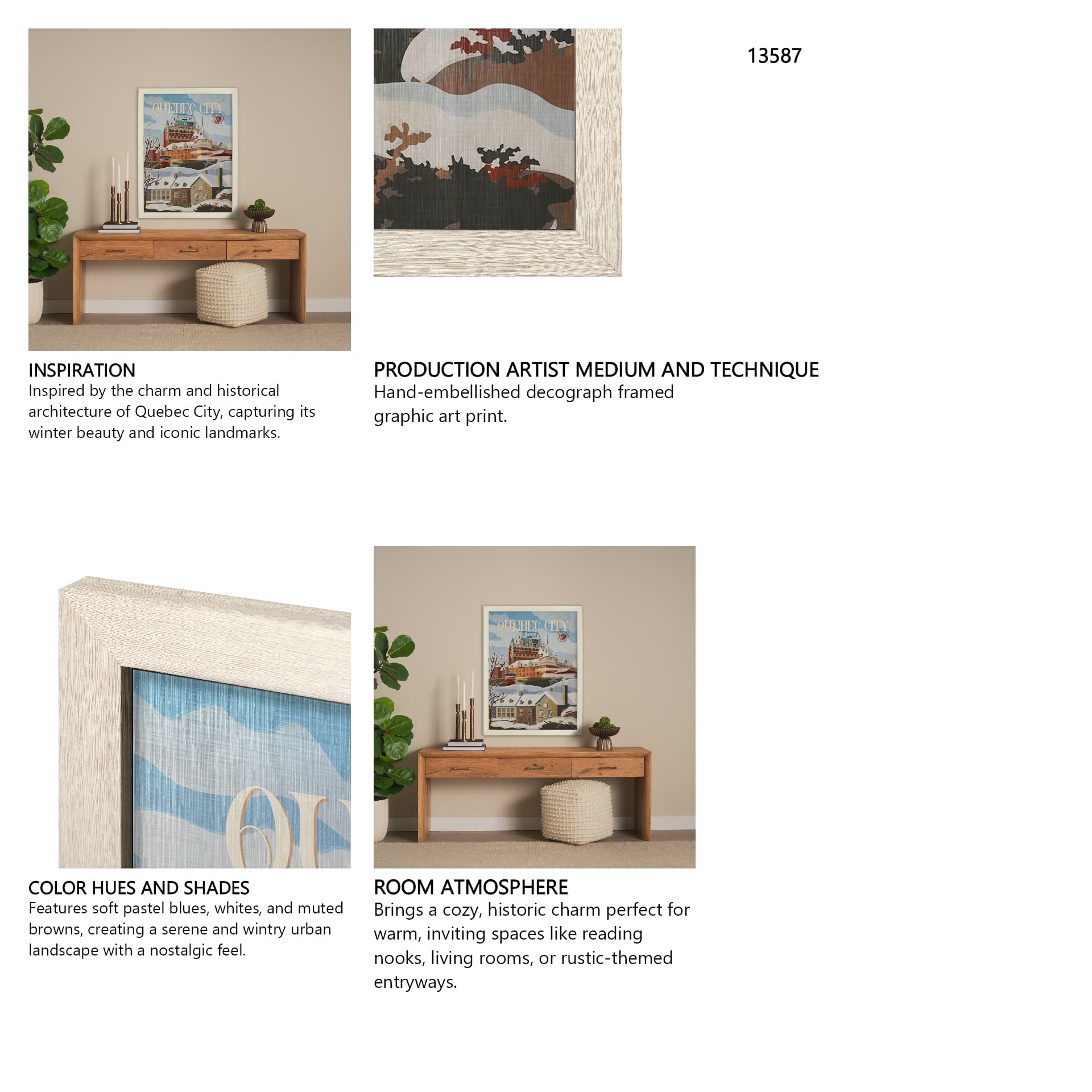 Quebec City Go Canada (L) by Mercana Studio a Hand Embellished Decograph Framed Art Print — in a styled room