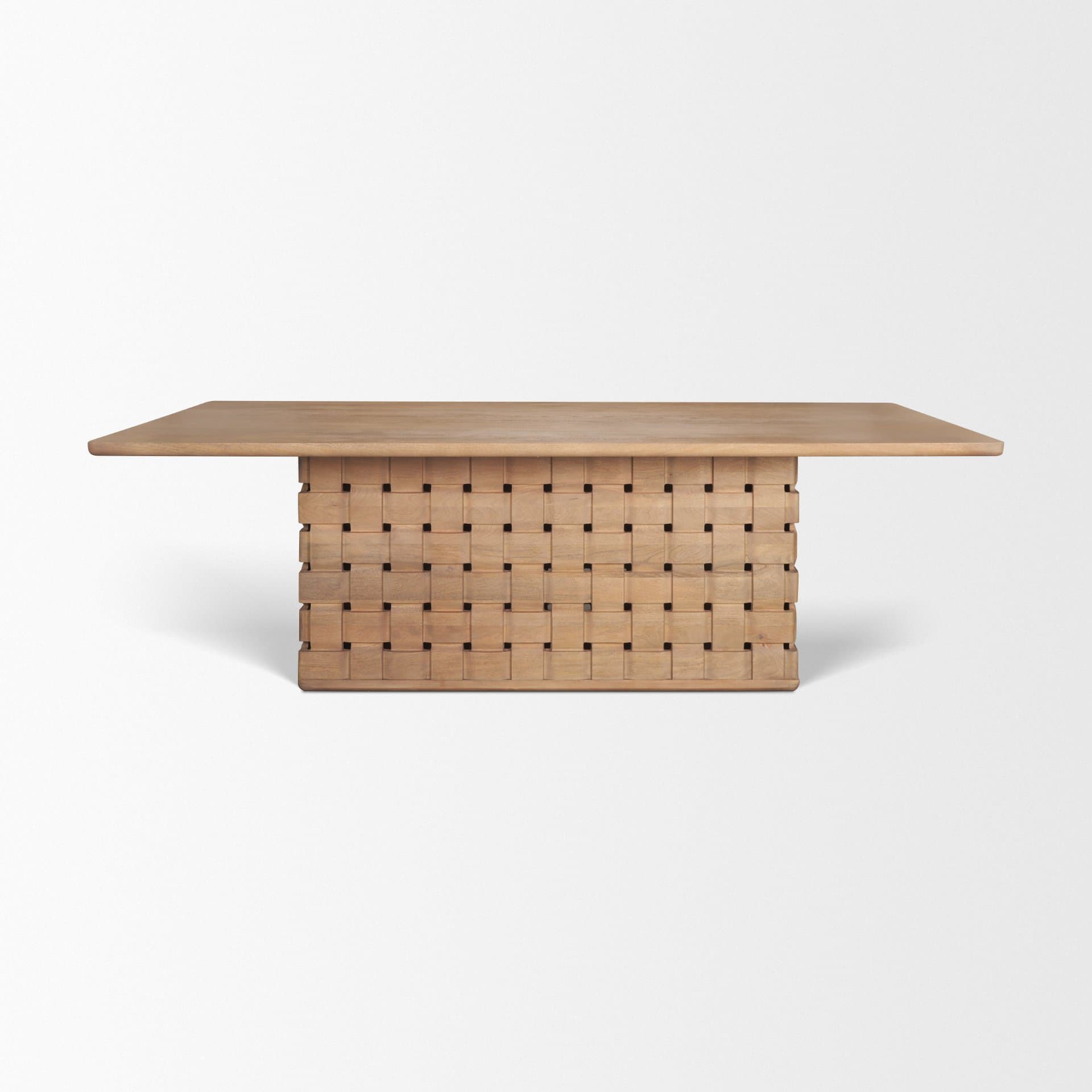 Trellyn 99"L x 44"W Rectangular Dining Table | Modern | Light Brown Wood | Seats 8 — product photograph