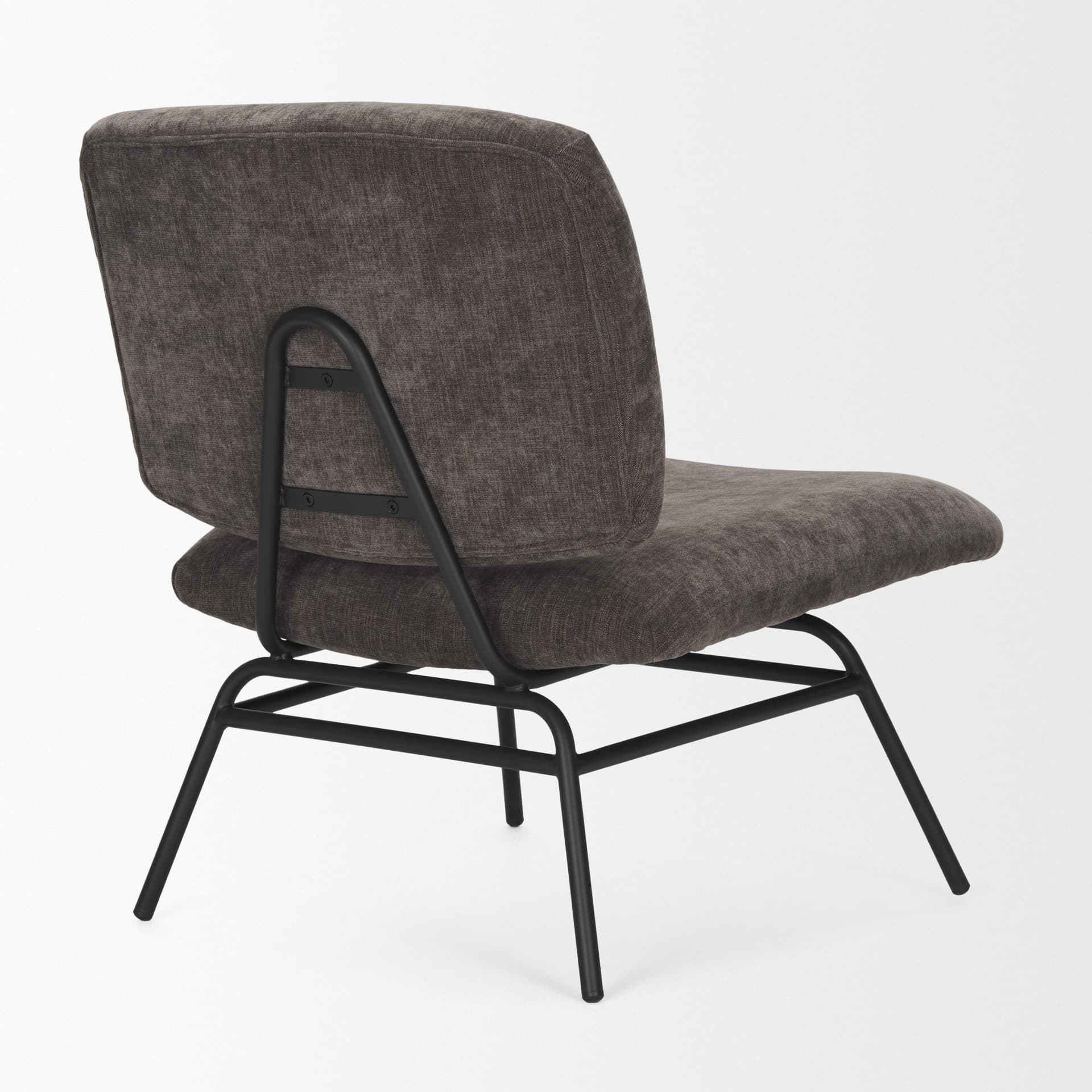 Nora Charcoal Fabric w/ Matte Black Metal Legs Accent Chair — product photograph