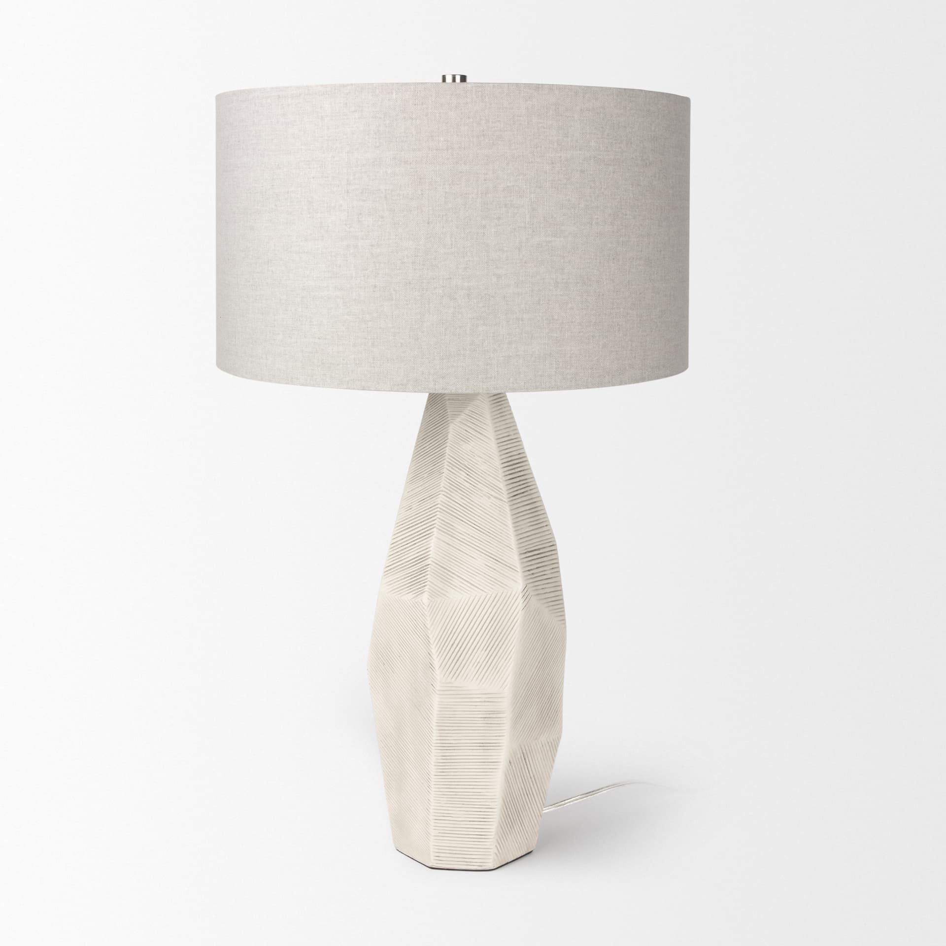 Piven White w/Antiqued Wash Textured Ceramic Table Lamp — product photograph