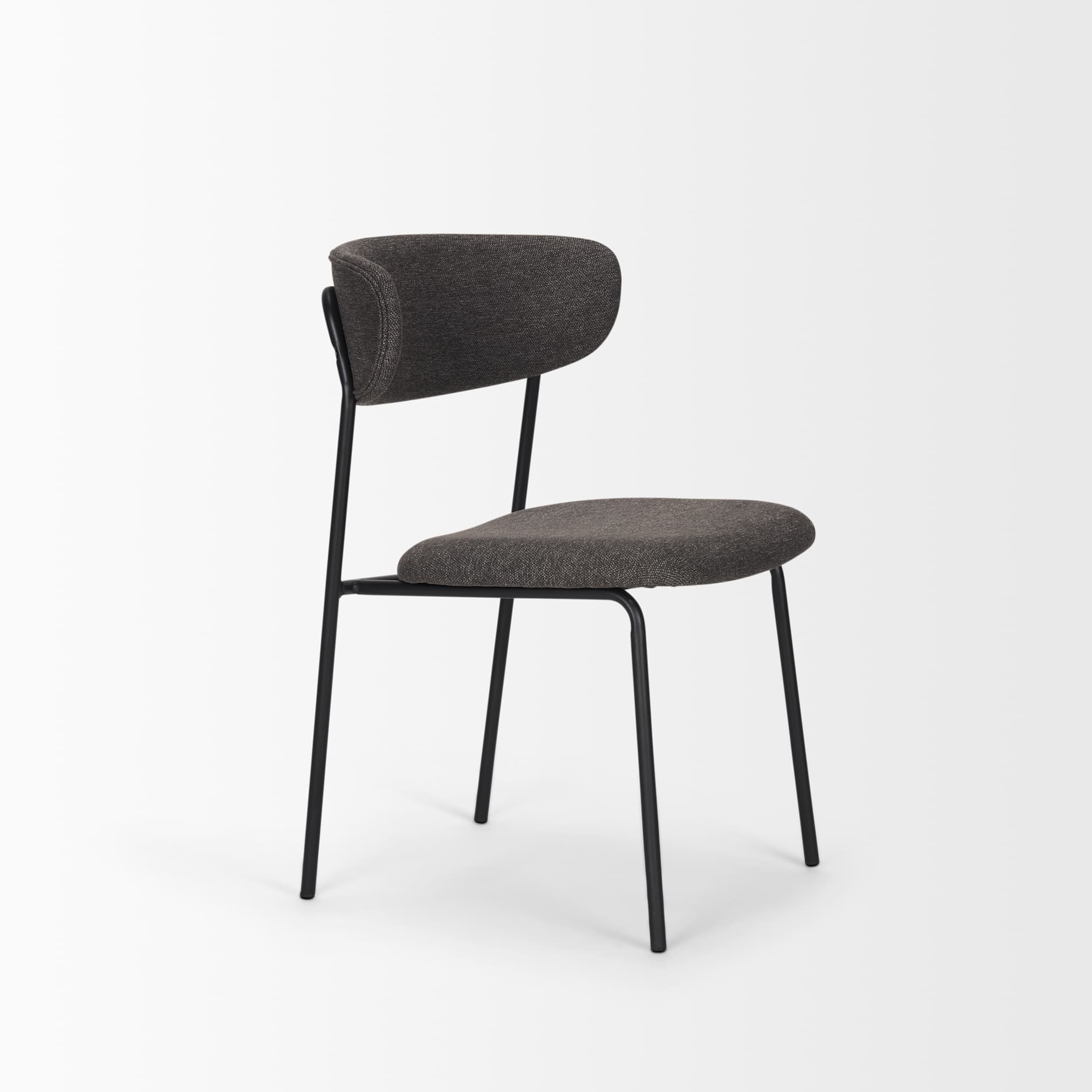 Corey Contoured Back Dining Side Chair | Gray Fabric w/ Metal — product photograph