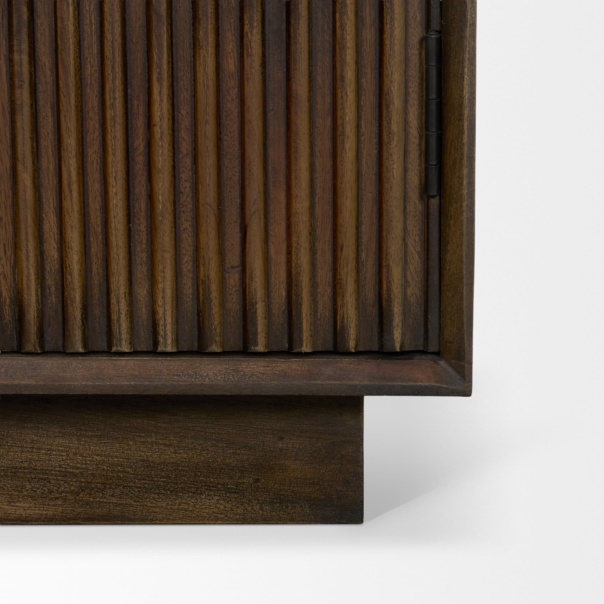 Cinder Distressed Dark Brown Wood Reeded 2-Door Closed Tall Cabinet — product photograph