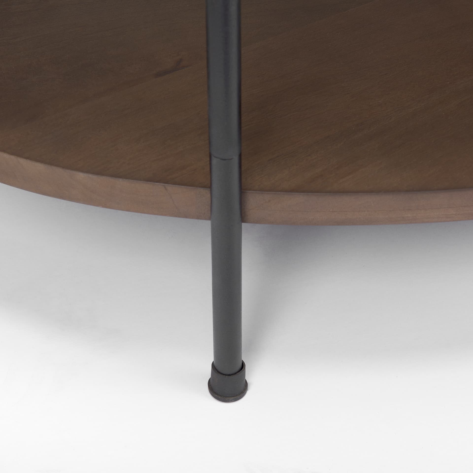 Larkin White Marble Top w/ Dark Brown Wood Shelf Oval Coffee Table — product photograph