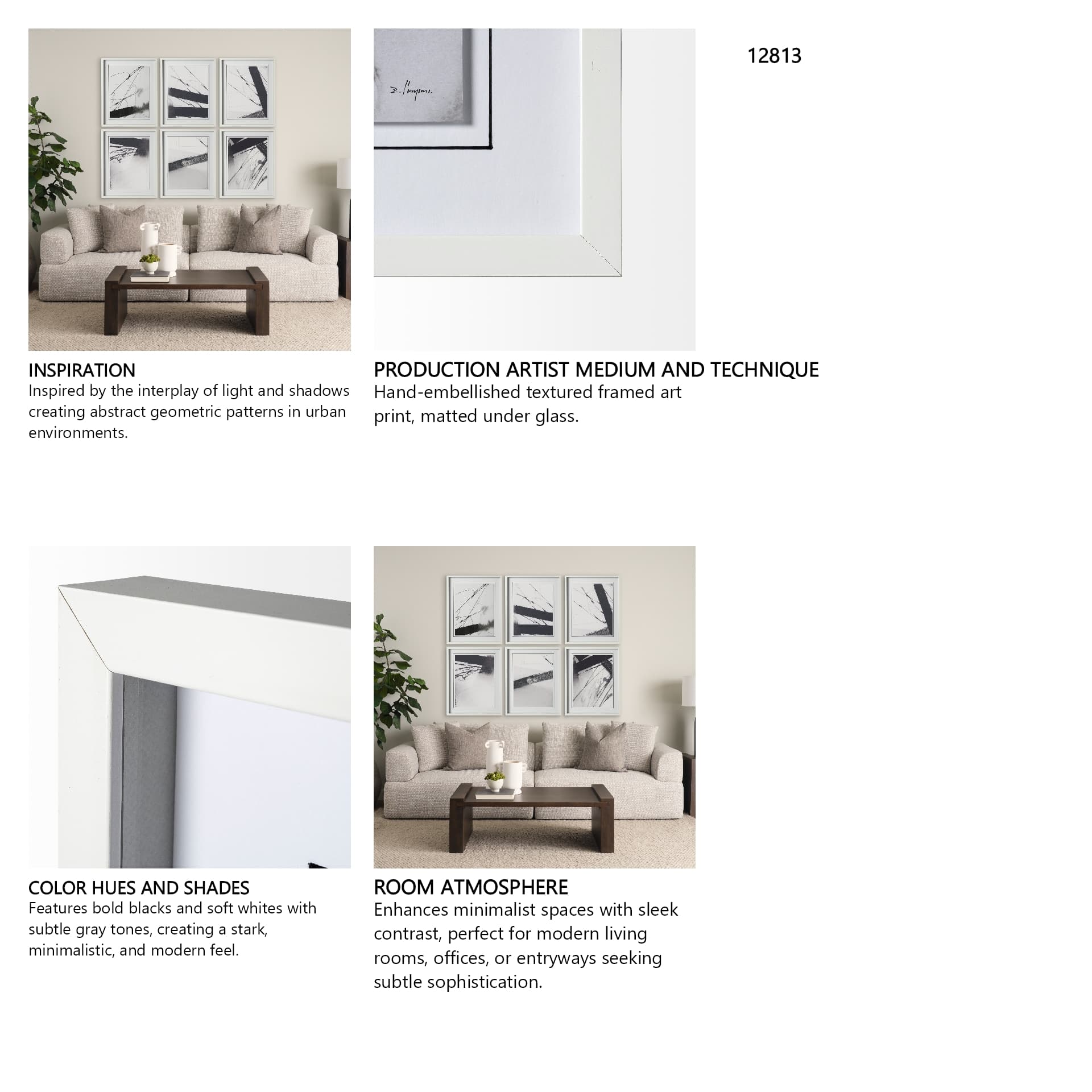 Directions III by Mercana Studio a Hand Embellished Textured Framed Art Print Matted under Glass — in a styled room