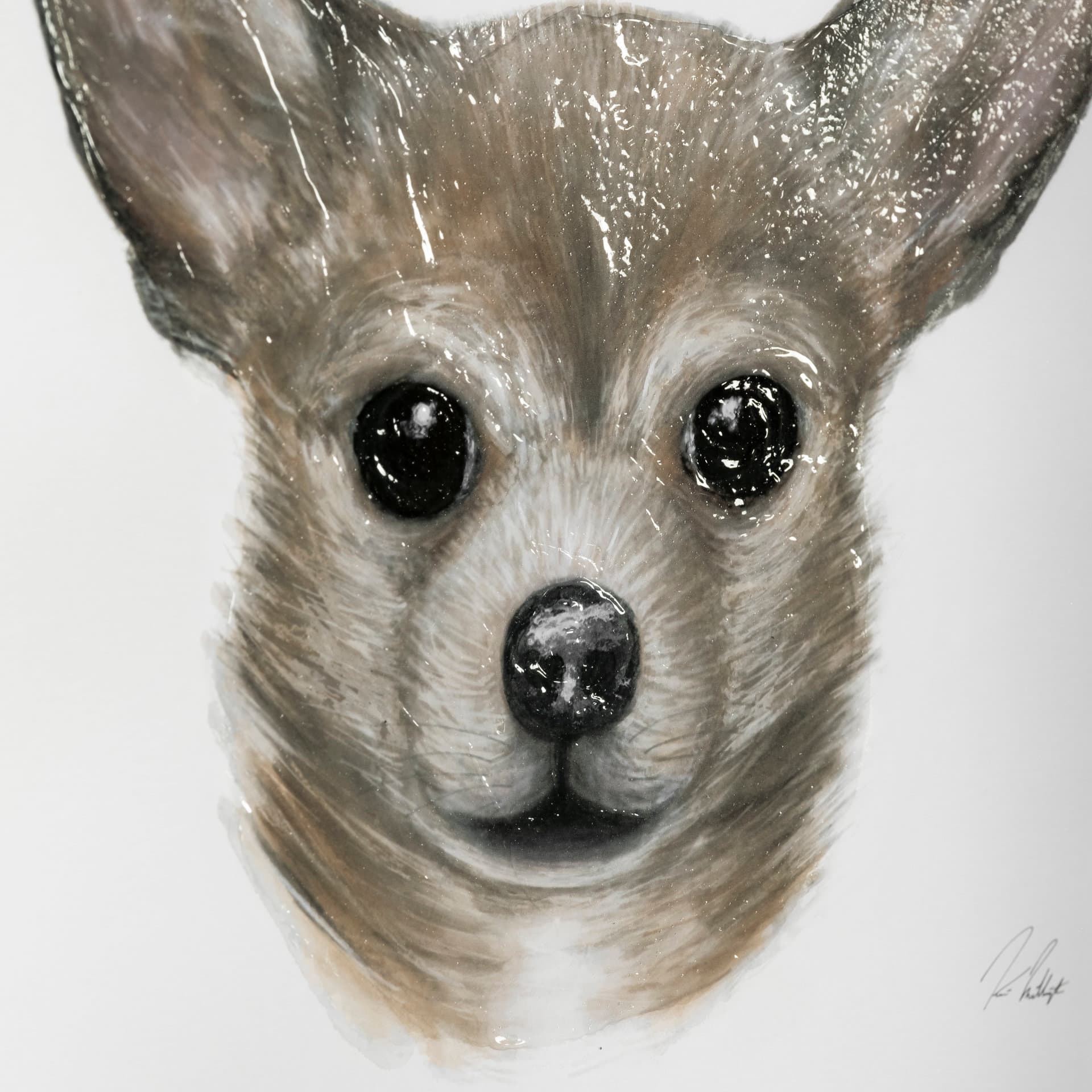Charlote (Chihuahua) by Mercana Studio Hand Embellished Textured Framed Art Print Matted under Glass — product photograph