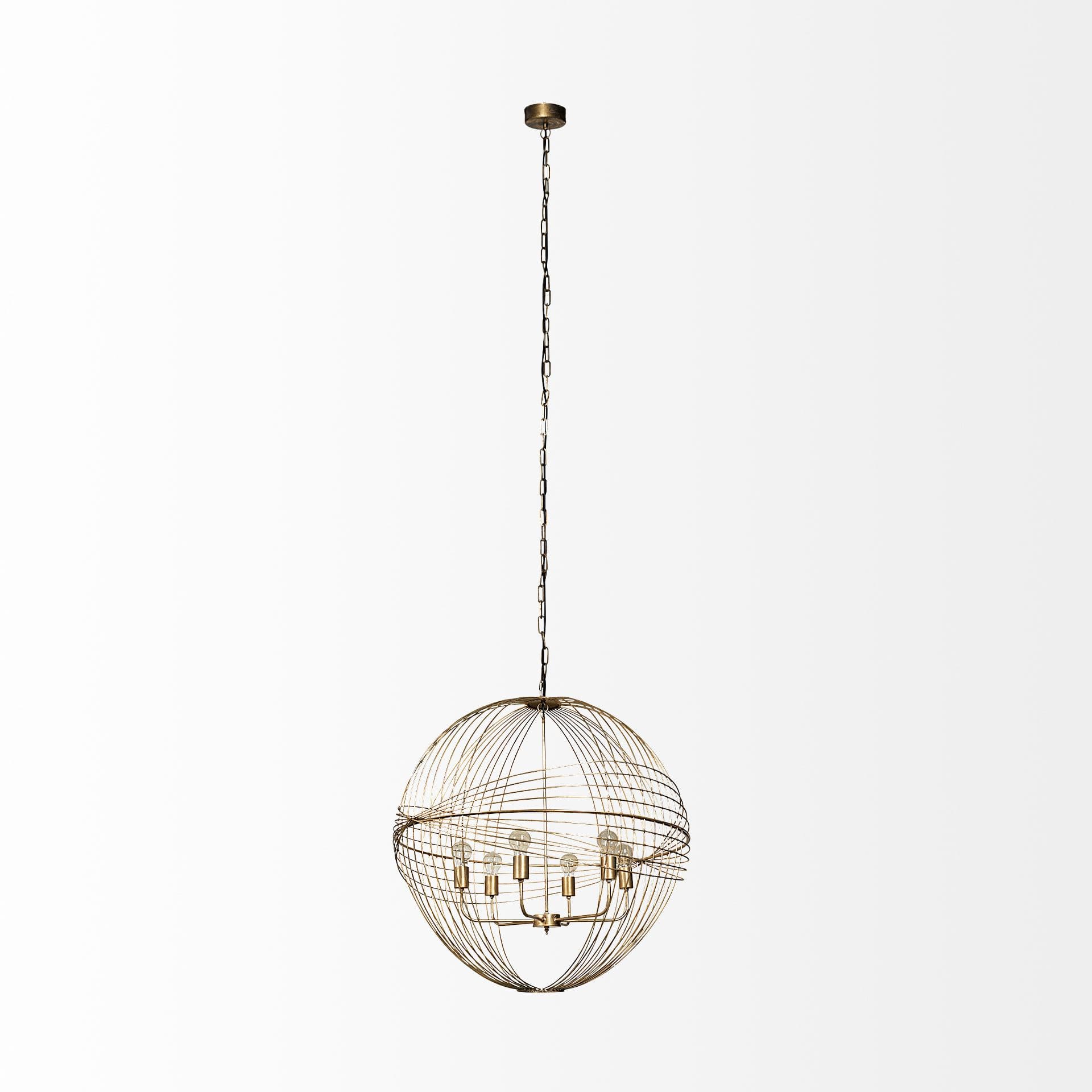 Chiron II 36L x 36W x 38H Gold Metal Globe Six Bulb Chandelier — product photograph