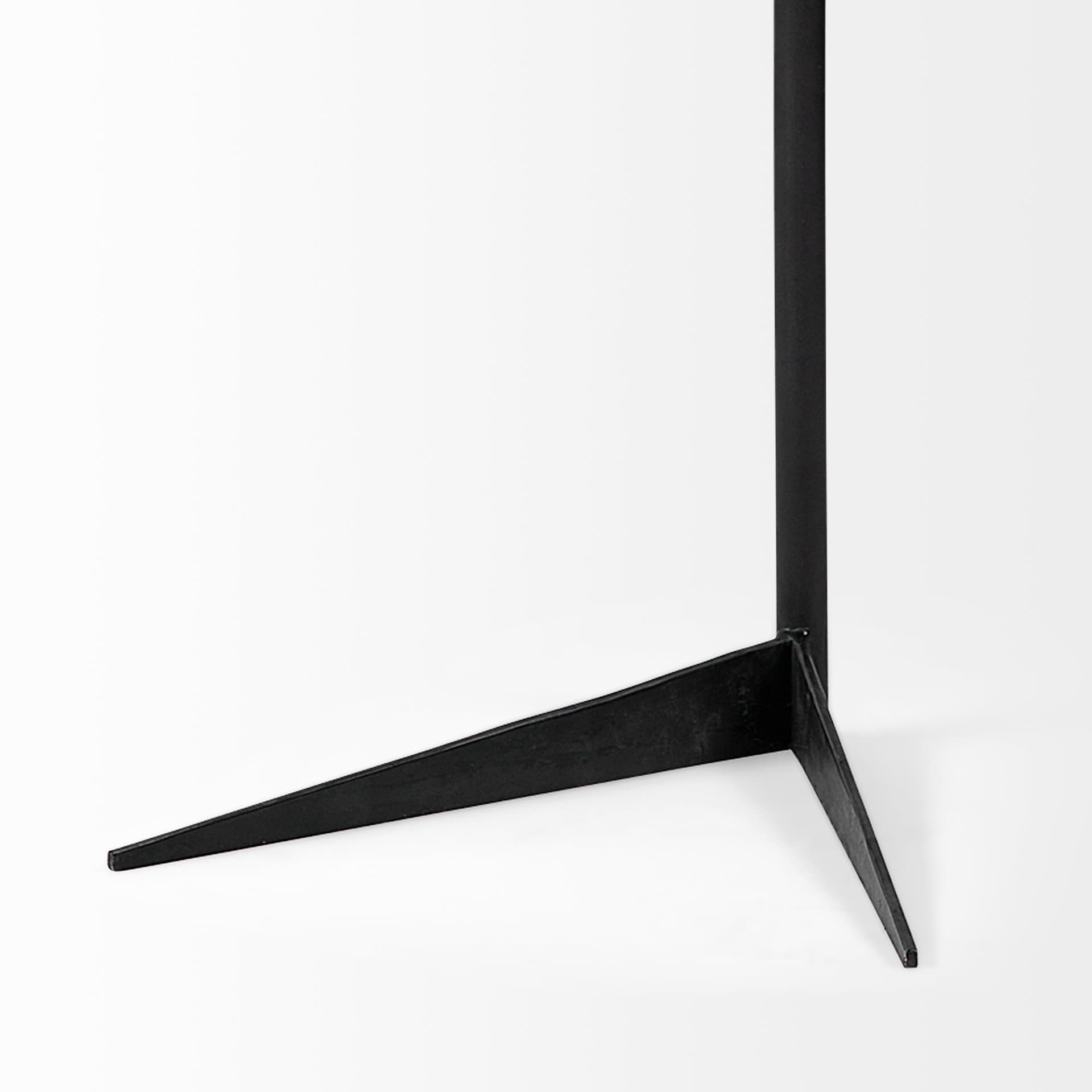 Ballatine II 15L x 15W x 27L White Marble Round Top White w/ Black Metal Base Accent Table — product photograph