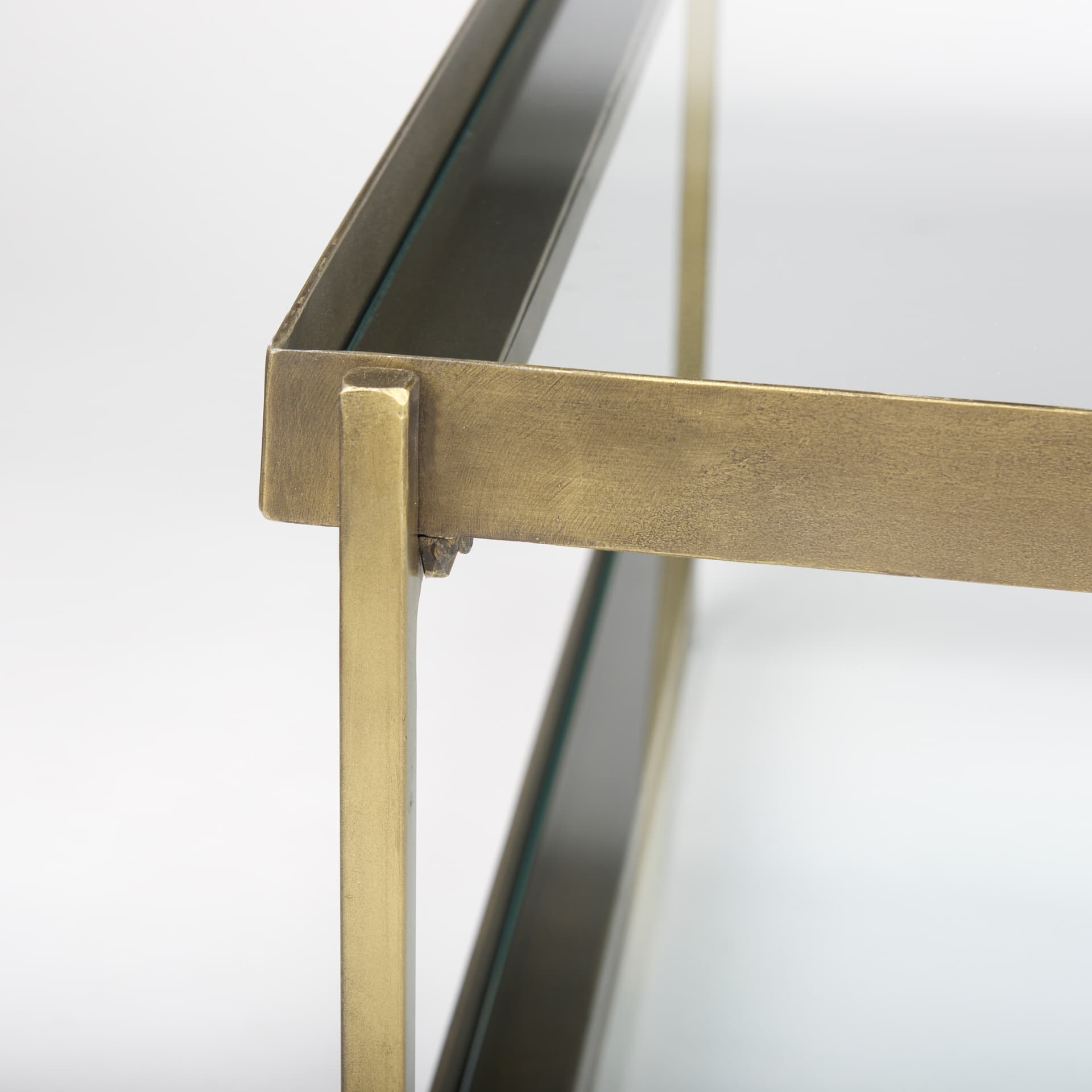 Trey 56.0L x 32.0W x 17.0H Gold Metal W/Glass Coffee table — product photograph