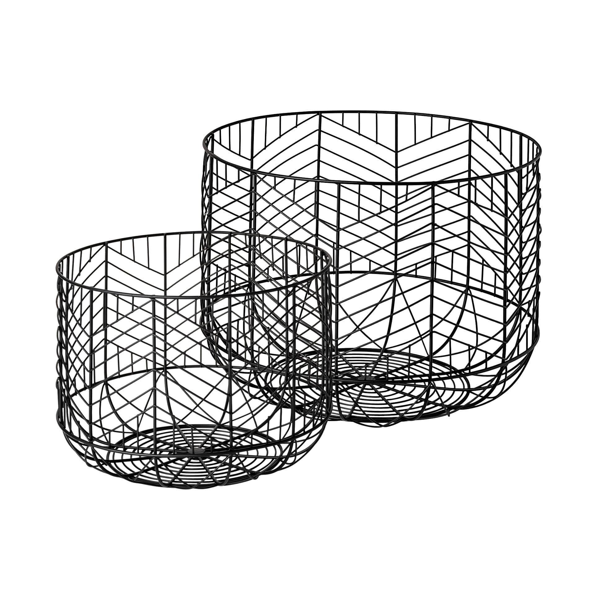 Idris Set of 2 Black Metal Geometric Mesh Bowls — product photograph