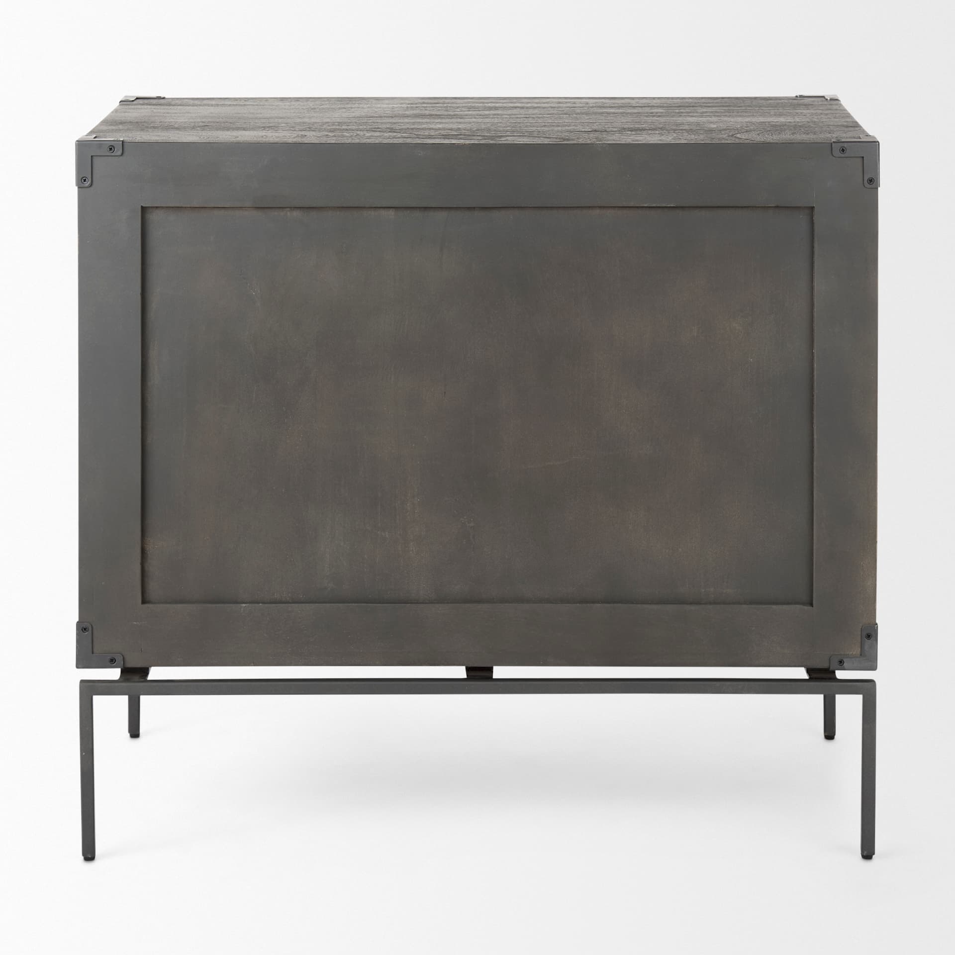 Ward 34L x 18W Brown Wood and Iron 3 Drawer Accent Cabinet — product photograph